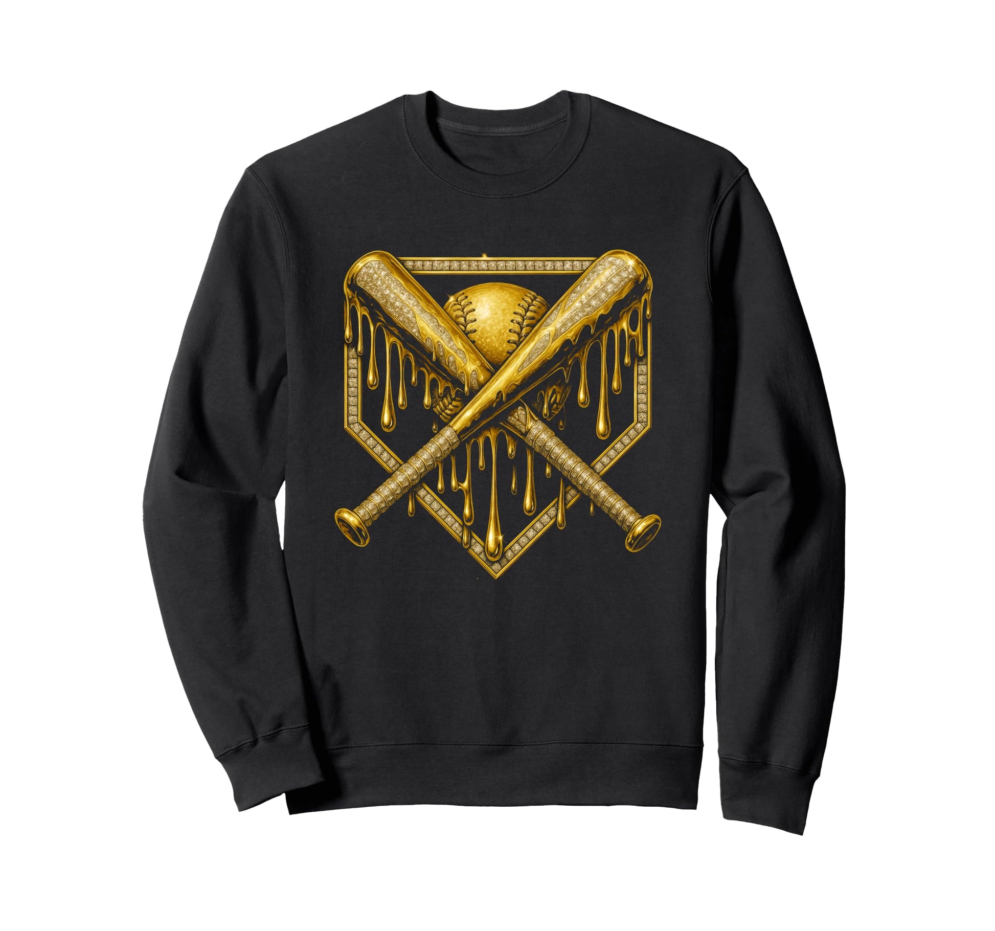 Dripping Baseball Crossed Bats Sweatshirt - Casual Everyday Wear Unisex - T-Shirt, Sweatshirt, Hoodie
