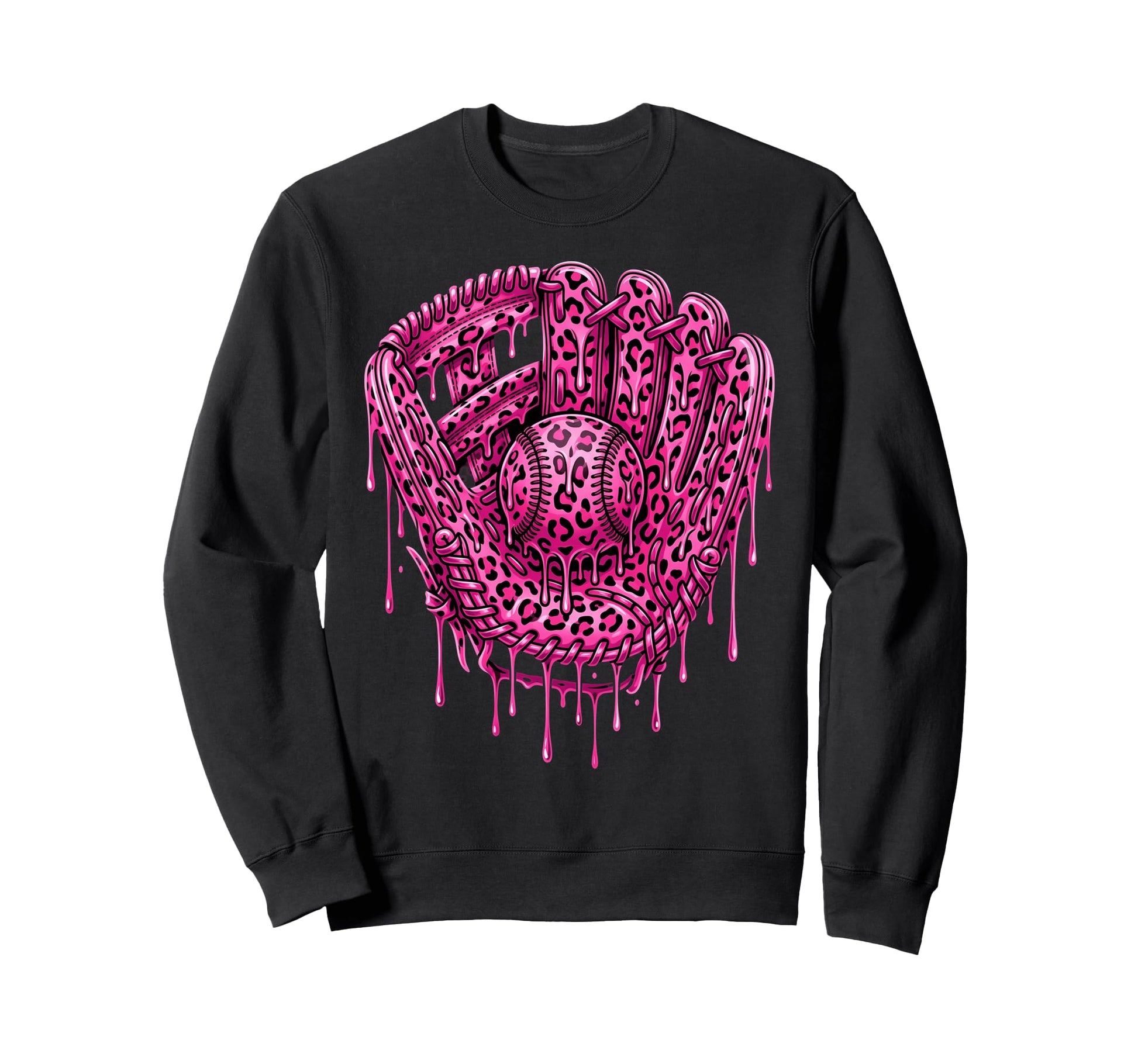 Drip Baseball Leopard Pattern Sweatshirt - Aesthetic Graphic for Adults - T-Shirt, Sweatshirt, Hoodie