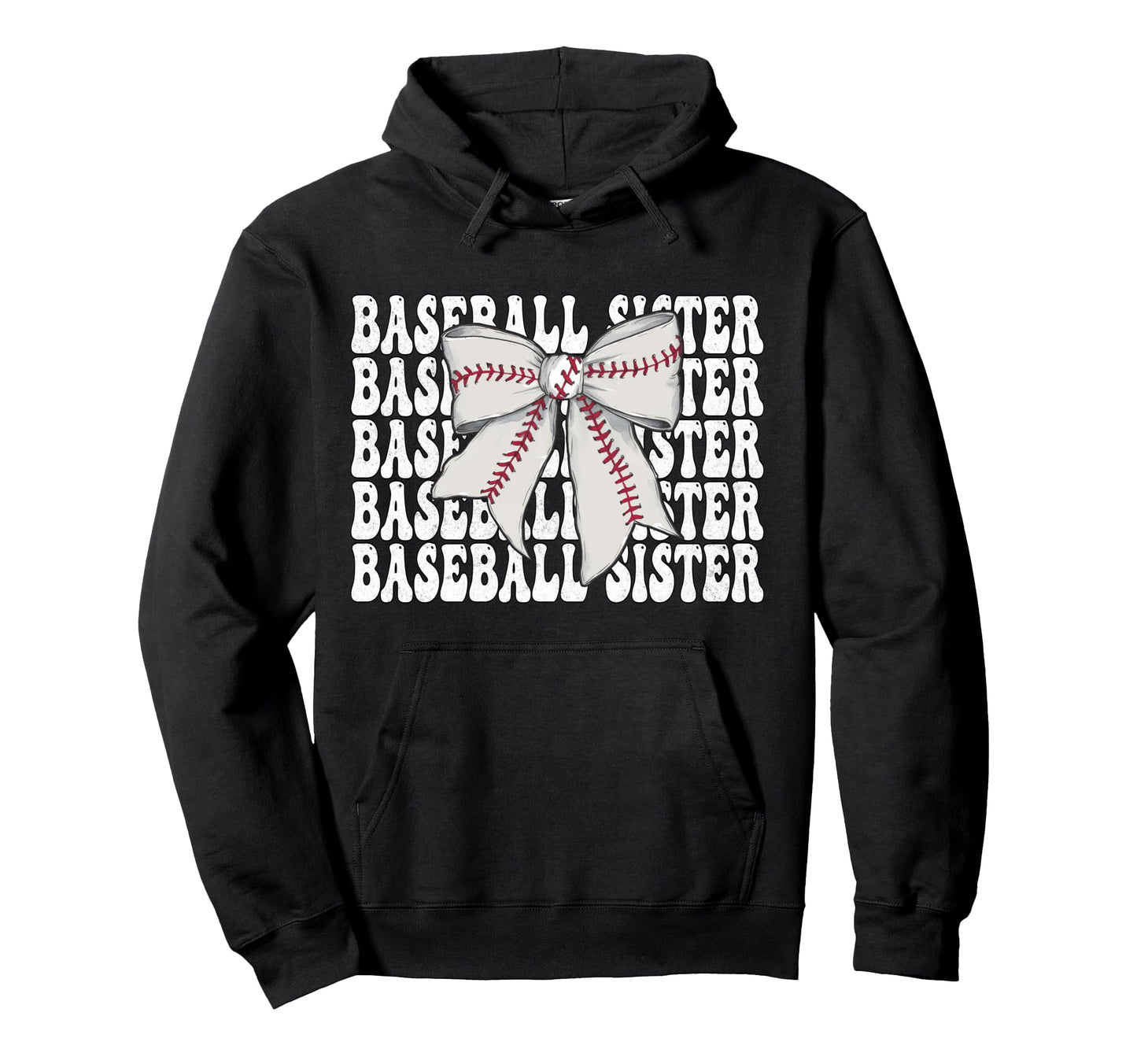 Baseball Sister Baseball Coquette Bow Hoodie - Custom Art Print Men Women - T-Shirt, Sweatshirt, Hoodie