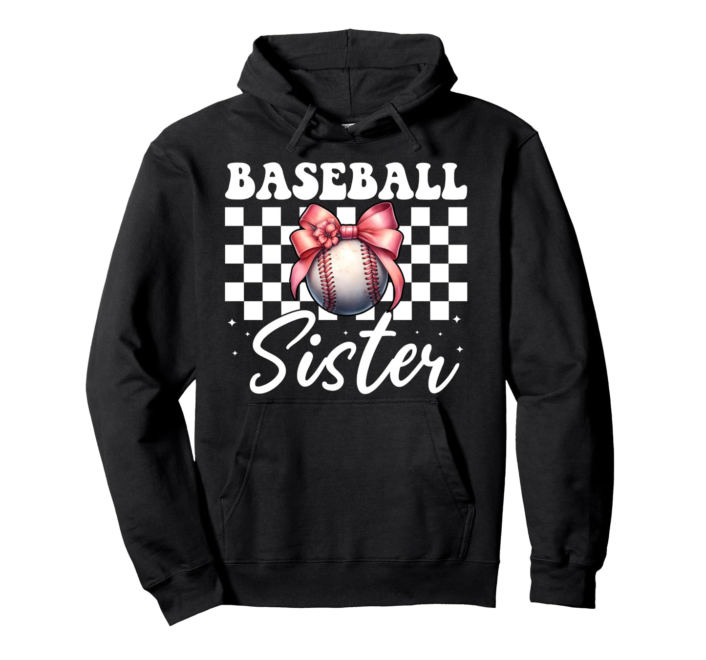 Baseball Sister Baseball Coquette Bow Hoodie - Trendy Graphic Men Women - T-Shirt, Sweatshirt, Hoodie