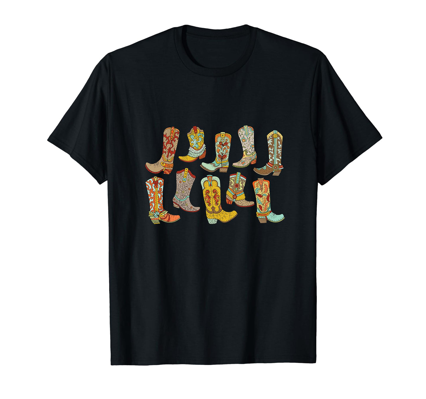 Cowgirl Boots Colorful Fancy Western T-Shirt - Minimalist Print Unisex - T-Shirt, Sweatshirt, Hoodie