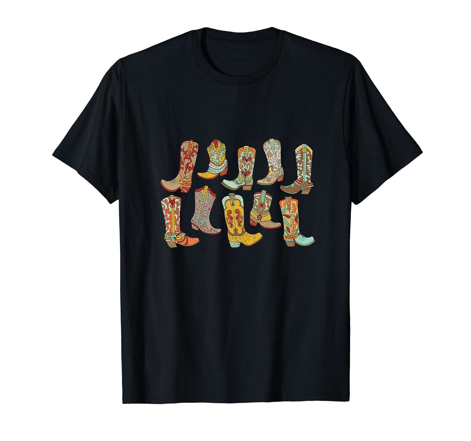 Cowgirl Boots Colorful Fancy Western T-Shirt - Minimalist Print Unisex - T-Shirt, Sweatshirt, Hoodie