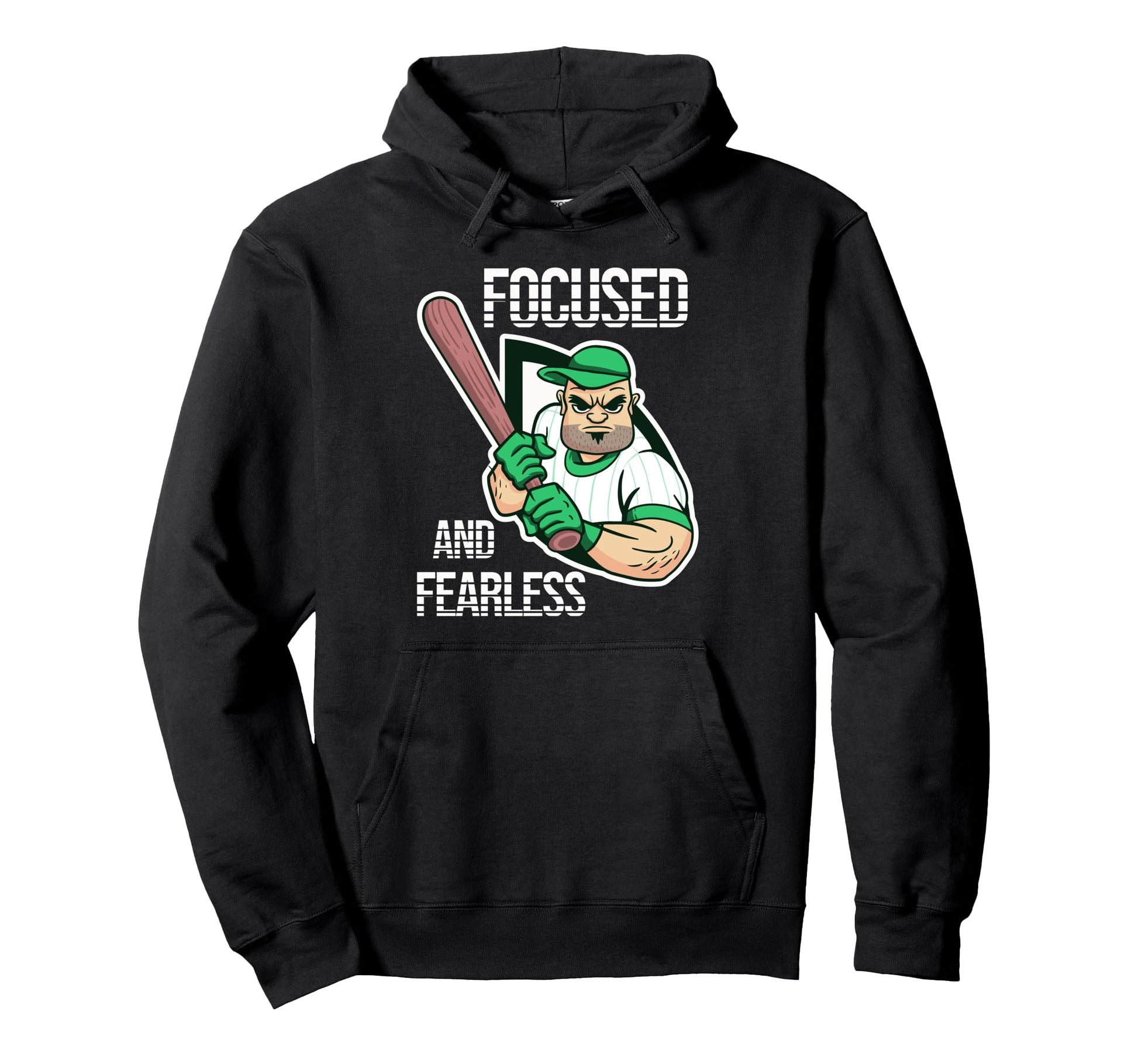 Focused And Fearless Baseball Player Hoodie - Custom Art Print Unisex - T-Shirt, Sweatshirt, Hoodie