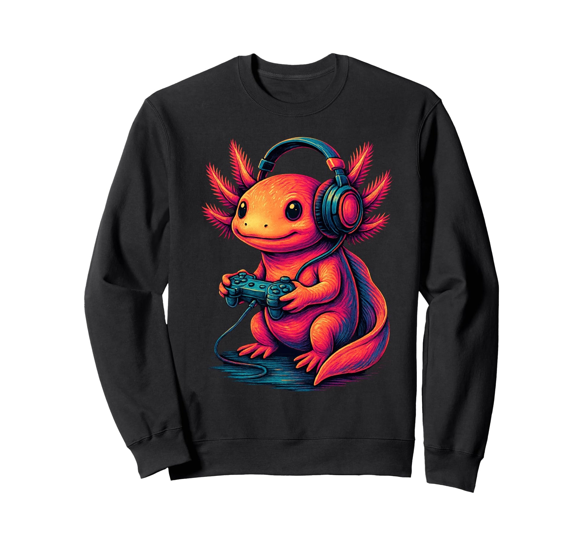 Axolotl Gamer Gaming Pet Lover Sweatshirt - Unique Graphic Unisex - T-Shirt, Sweatshirt, Hoodie