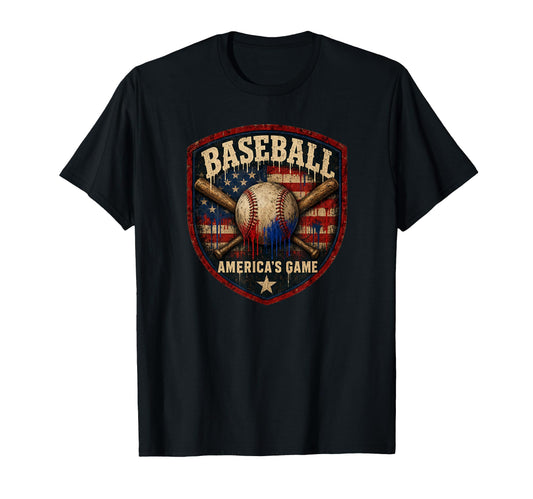 Baseball Americas Game Usa Flag Bat T-Shirt - Graphic Print Men Women - T-Shirt, Sweatshirt, Hoodie