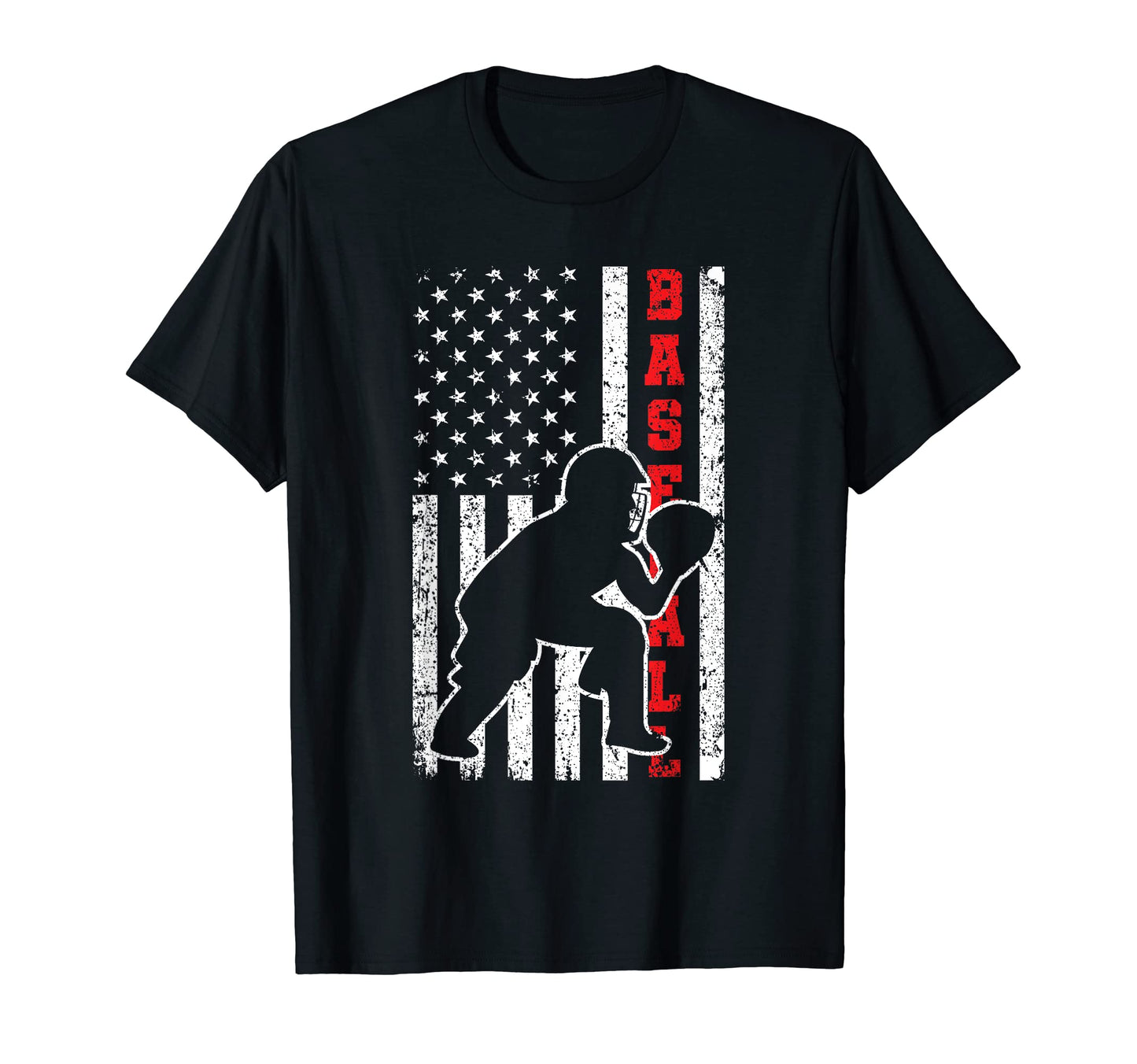 Baseball Usa Flag Patriotic Baseball T-Shirt - Fun Novelty Design Unisex - T-Shirt, Sweatshirt, Hoodie