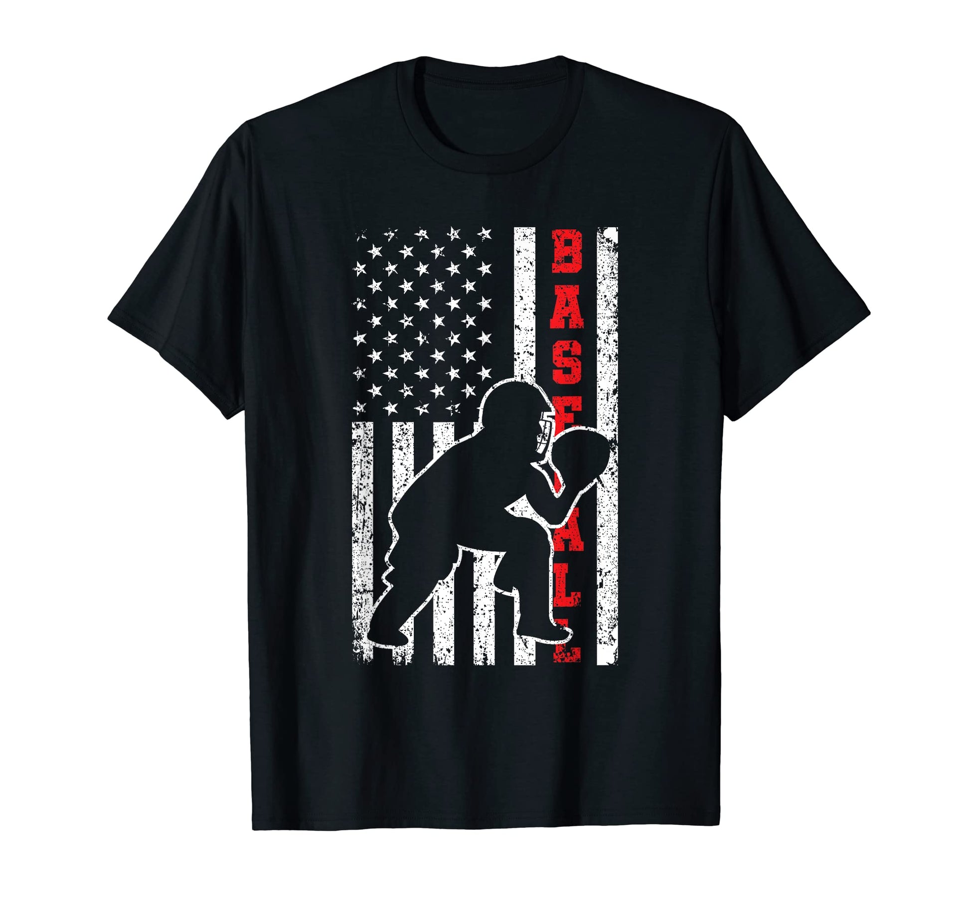 Baseball Usa Flag Patriotic Baseball T-Shirt - Fun Novelty Design Unisex - T-Shirt, Sweatshirt, Hoodie