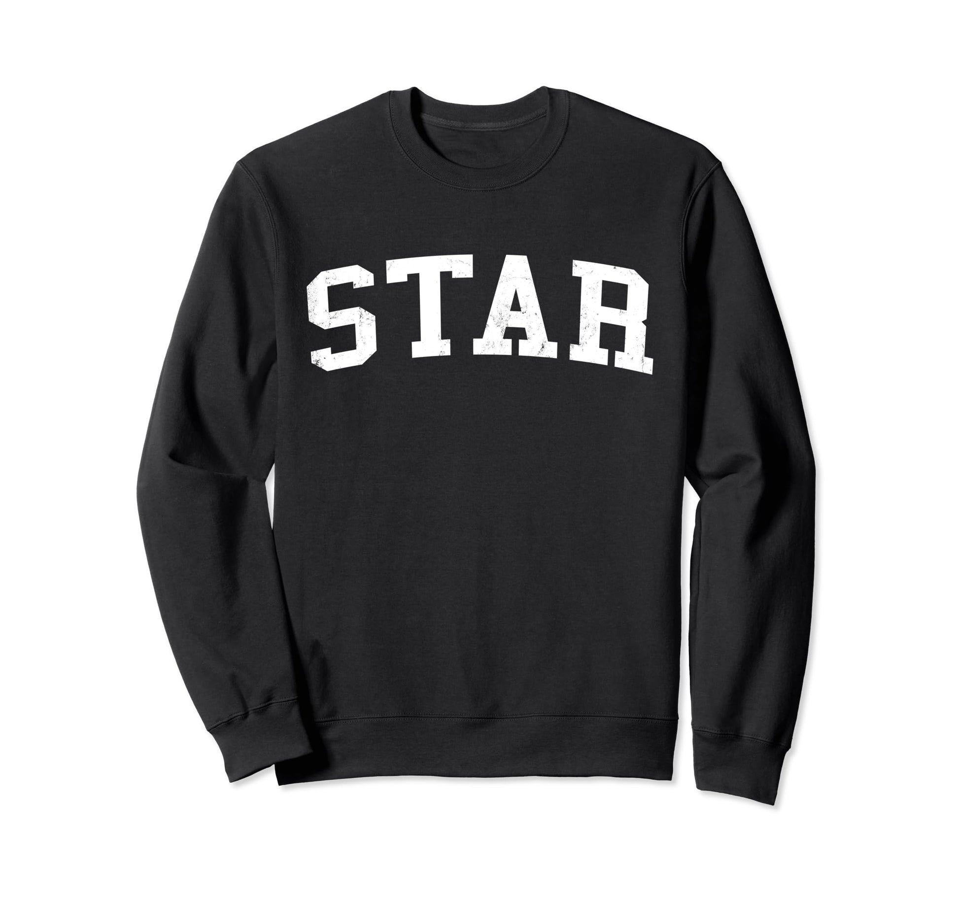 Star Id Distressed White Varsity Sweatshirt - Trendy Graphic Unisex - T-Shirt, Sweatshirt, Hoodie