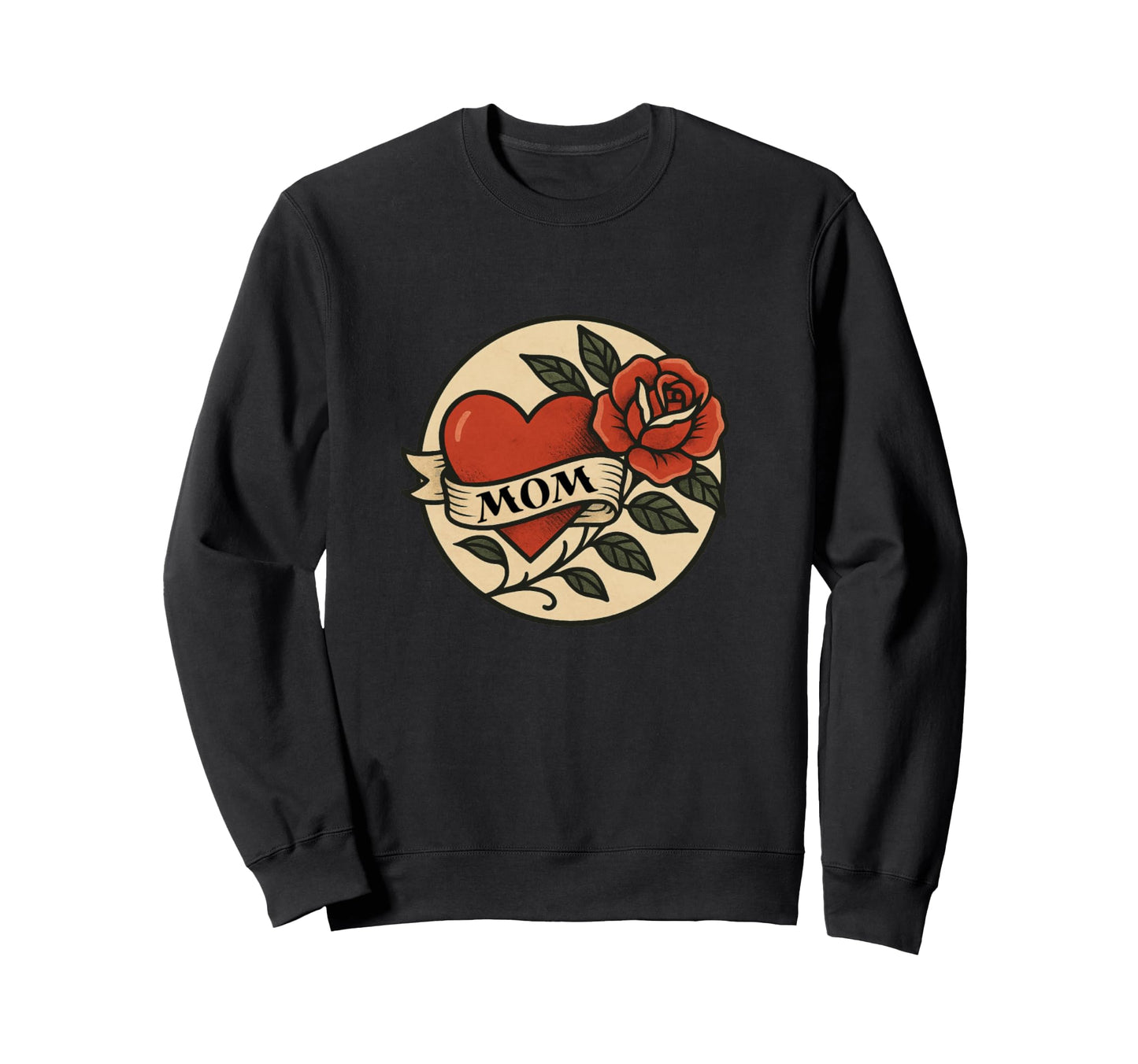Tattoo Mom Heart Rose Flash Sweatshirt - Aesthetic Graphic Unisex - T-Shirt, Sweatshirt, Hoodie