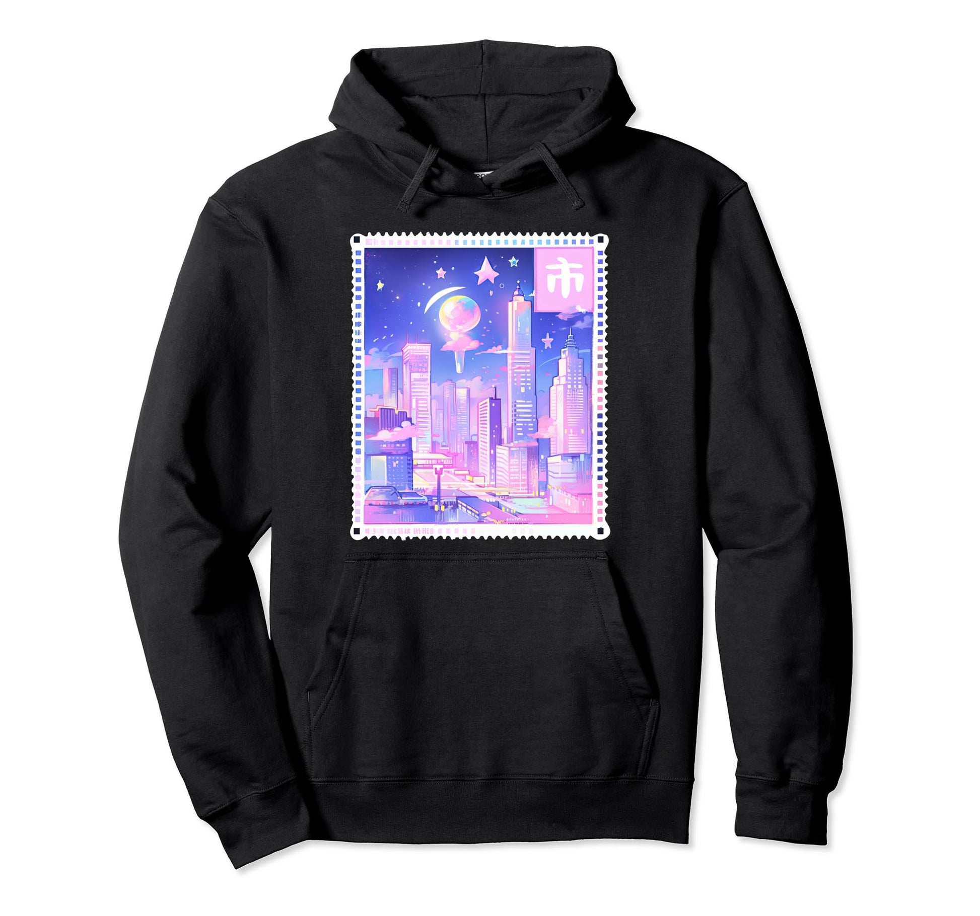 Y2K Japanese City Pastel Aesthetic Hoodie - Custom Art Print for Adults - T-Shirt, Sweatshirt, Hoodie