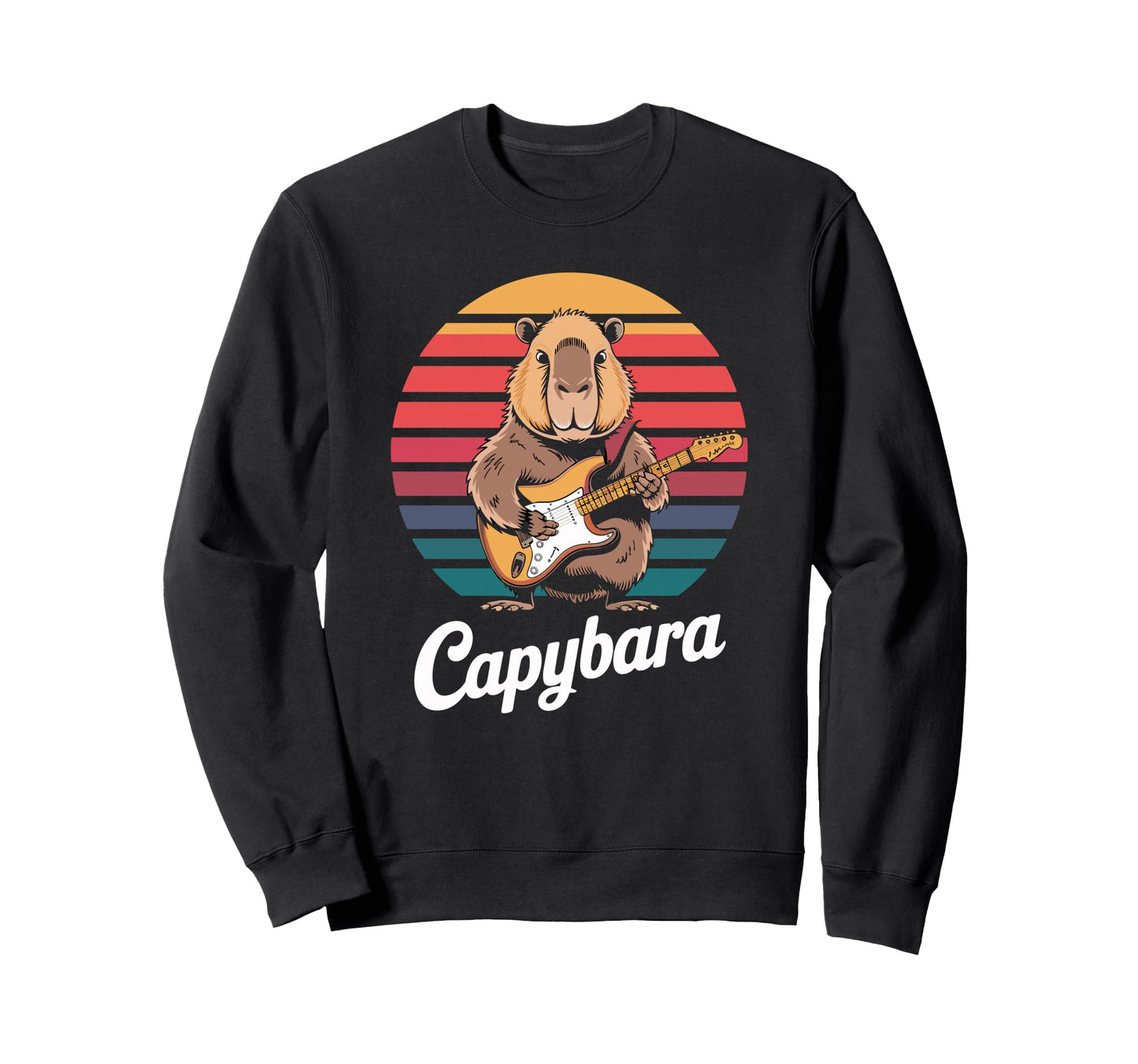 Capybara Rock Music Sunset Sweatshirt - Minimalist Print for Adults - T-Shirt, Sweatshirt, Hoodie