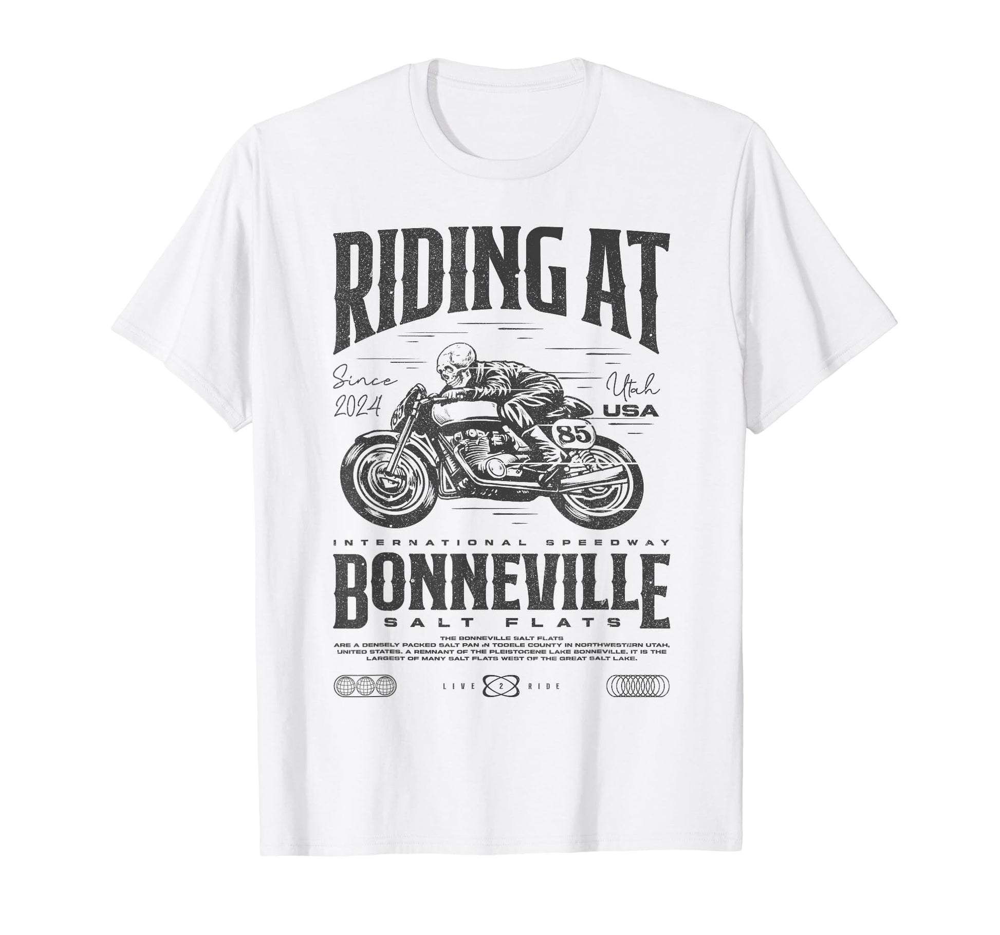 Bonneville Salt Flats Motorcycle T-Shirt - Custom Art Print Men Women - T-Shirt, Sweatshirt, Hoodie
