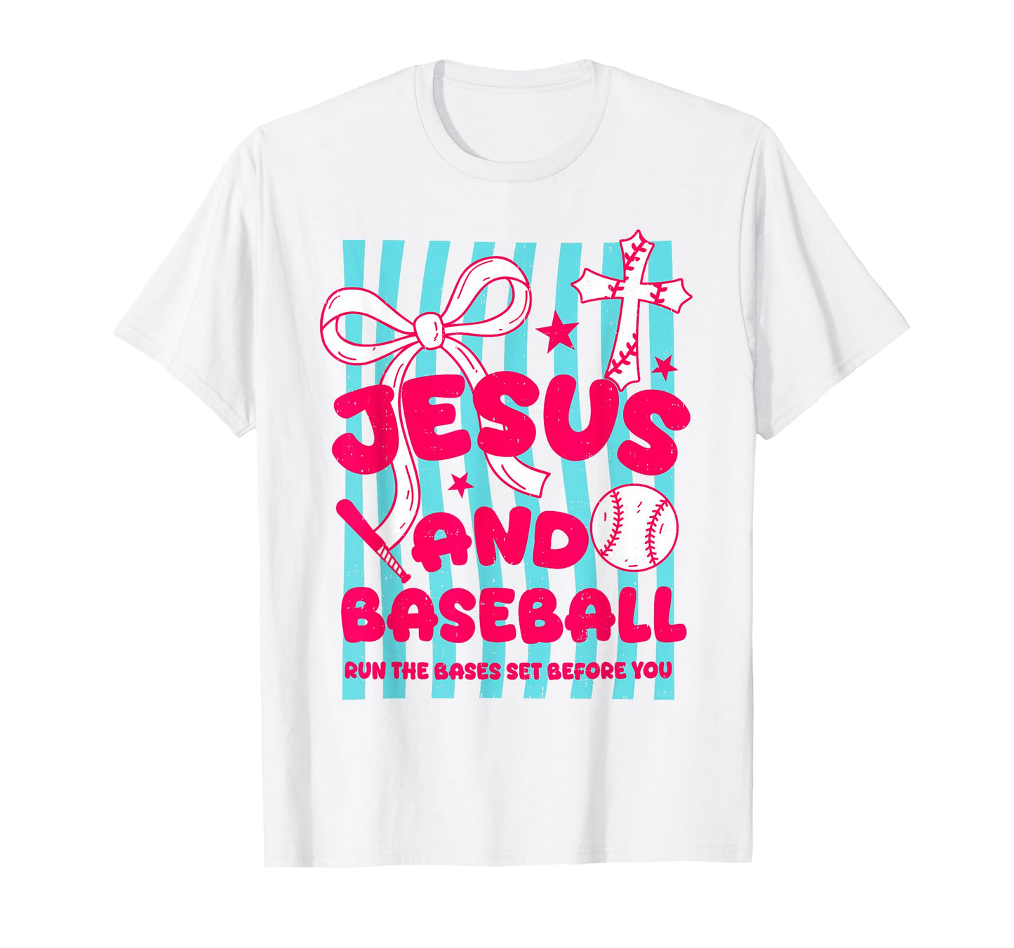 Jesus And Baseball Bow Christian Baseball T-Shirt - Trendy Graphic Unisex - T-Shirt, Sweatshirt, Hoodie