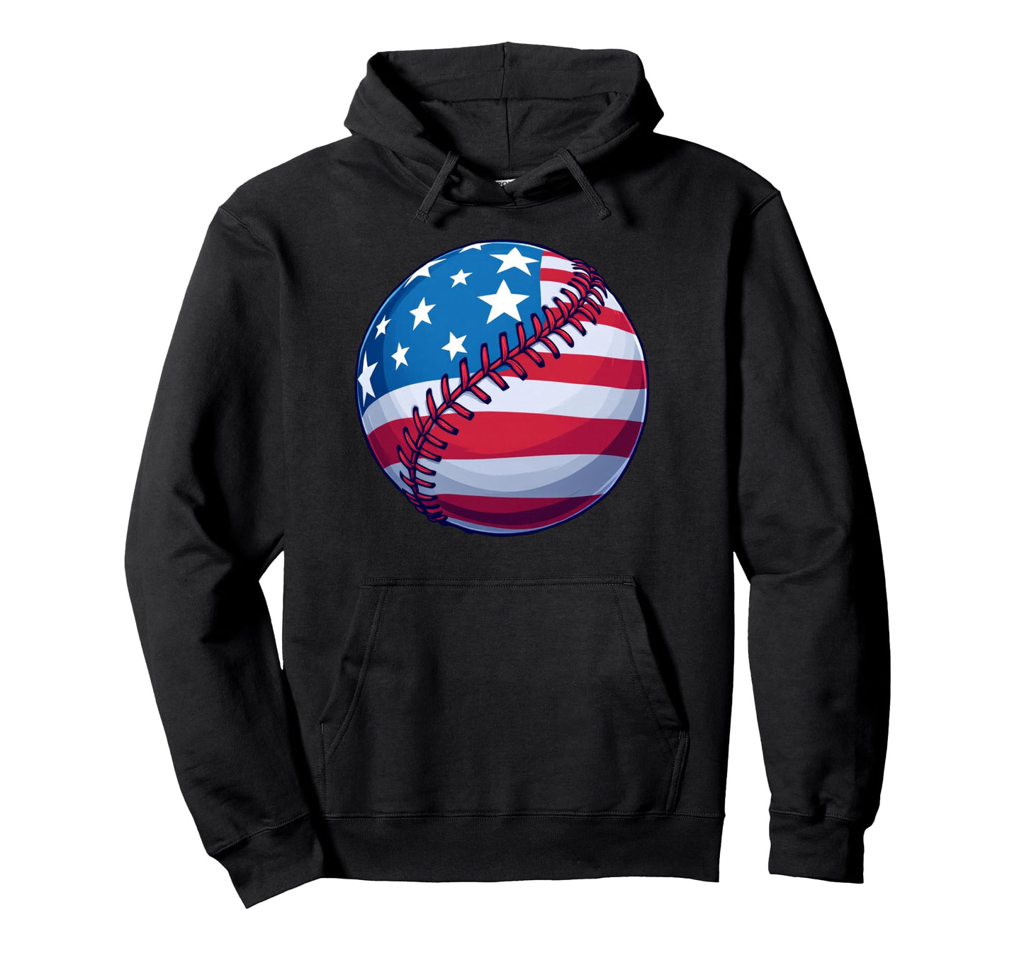 Baseball American Flag Usa Patriotic Hoodie - Custom Art Print Men Women - T-Shirt, Sweatshirt, Hoodie
