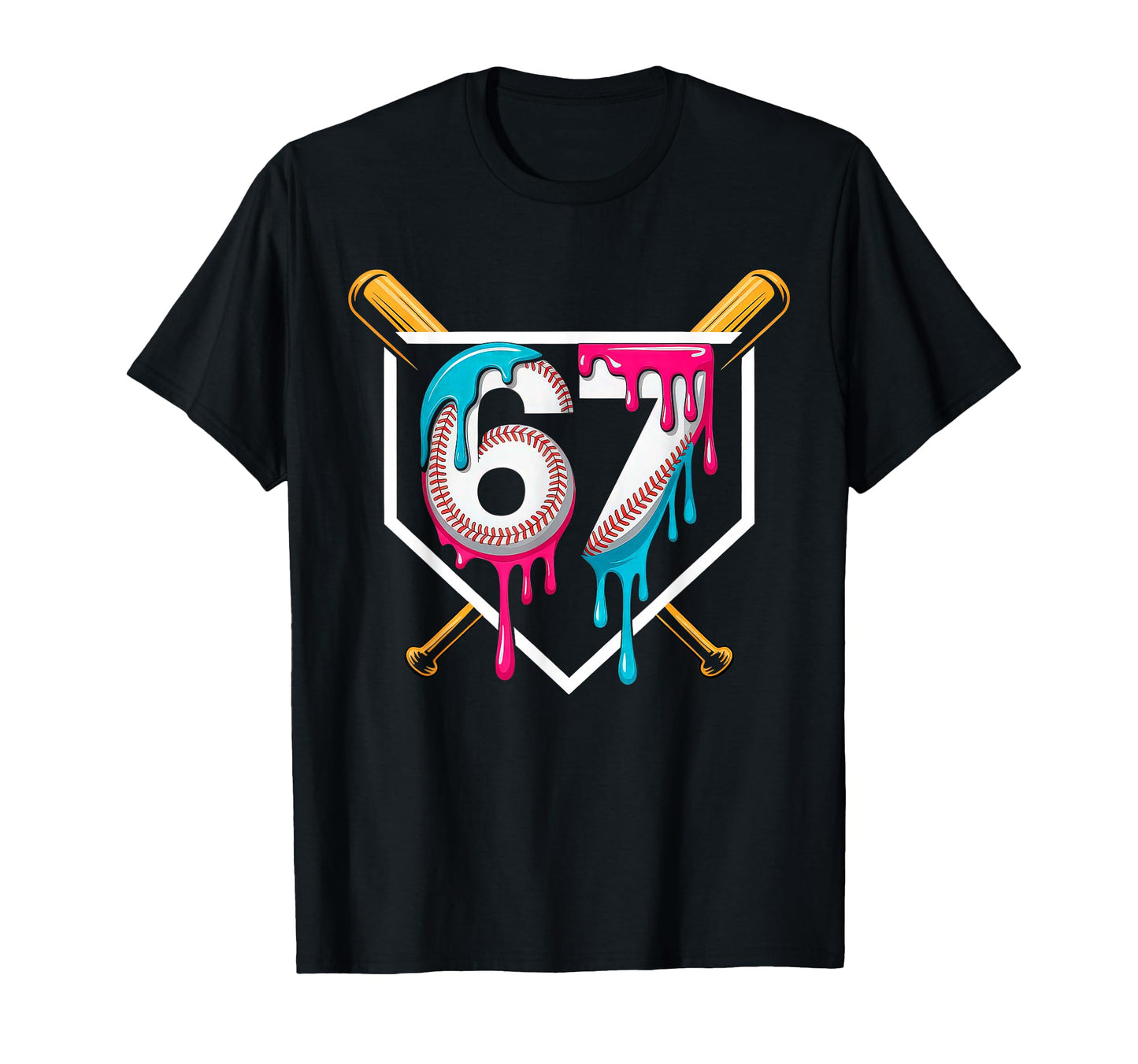 Baseball Ice Cream Drip Number 67 T-Shirt - Custom Art Print for Adults - T-Shirt, Sweatshirt, Hoodie