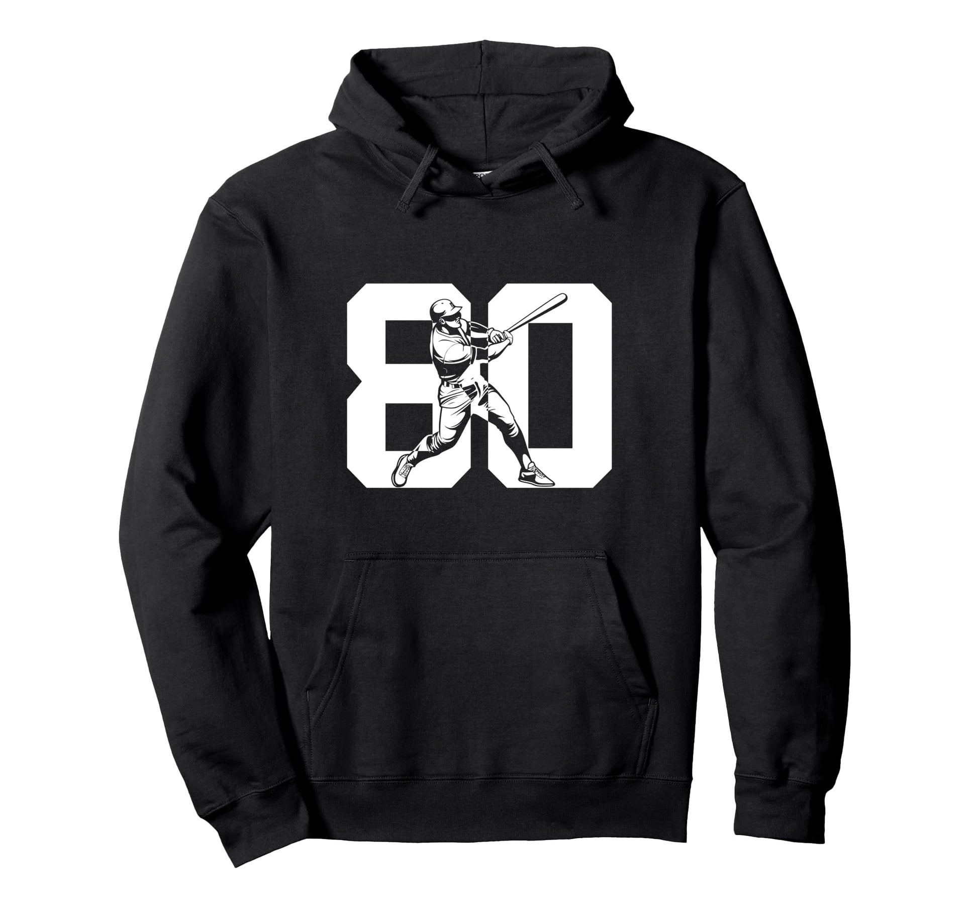 Number 80 Years Baseball 80Th Birthday Hoodie - Graphic Print Unisex - T-Shirt, Sweatshirt, Hoodie