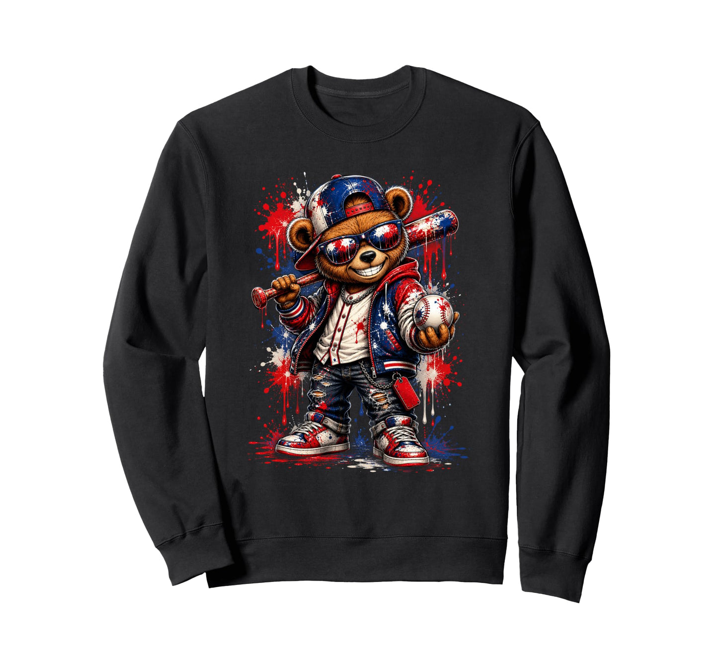 Baseball Bear Game Sports Fan Sweatshirt - Trendy Graphic for Adults - T-Shirt, Sweatshirt, Hoodie