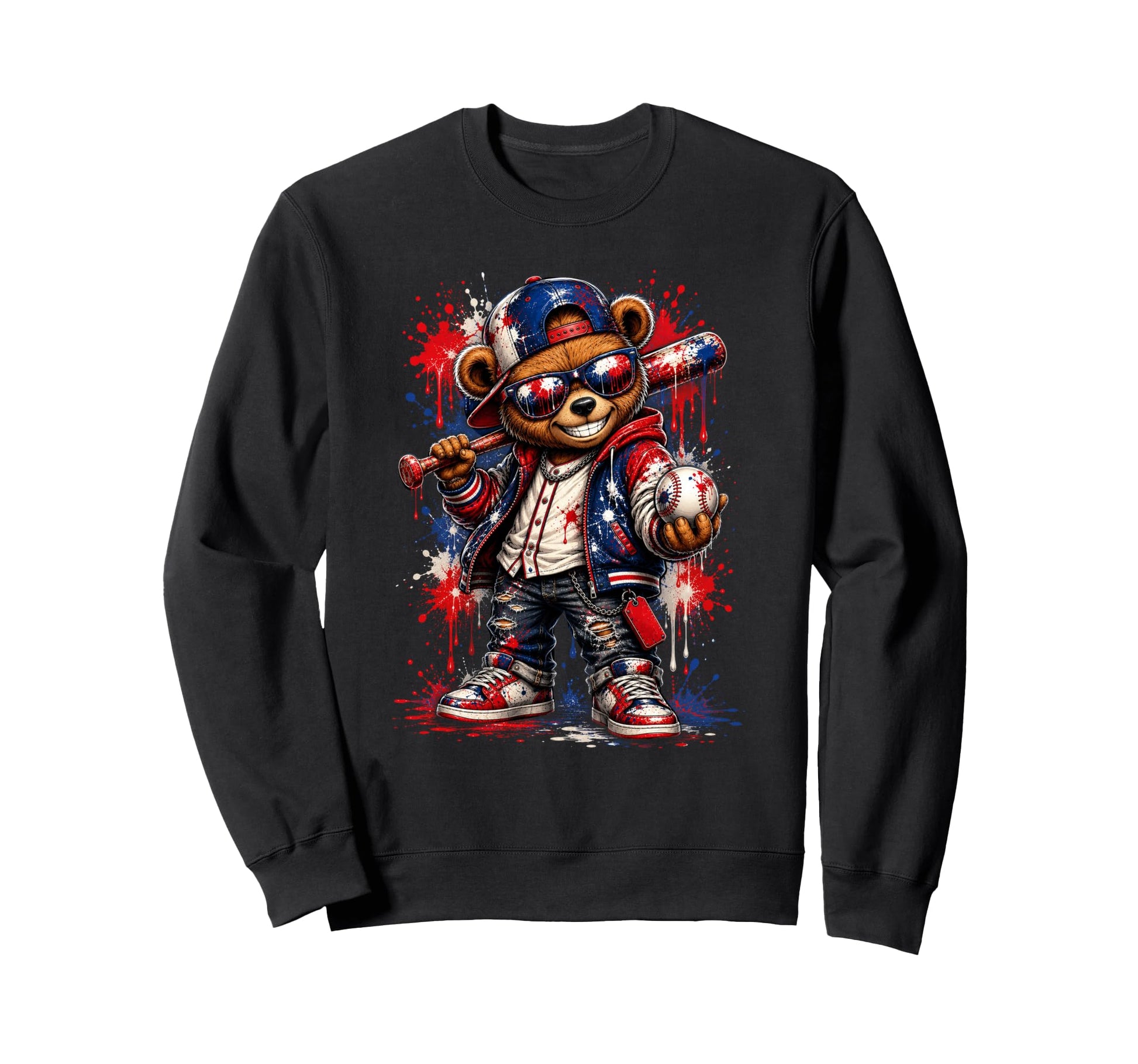 Baseball Bear Game Sports Fan Sweatshirt - Trendy Graphic for Adults - T-Shirt, Sweatshirt, Hoodie