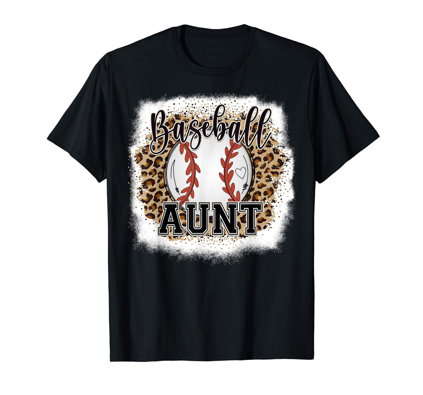 Baseball Aunt Leopard Bleached T-Shirt - Casual Everyday Wear for Adults - T-Shirt, Sweatshirt, Hoodie