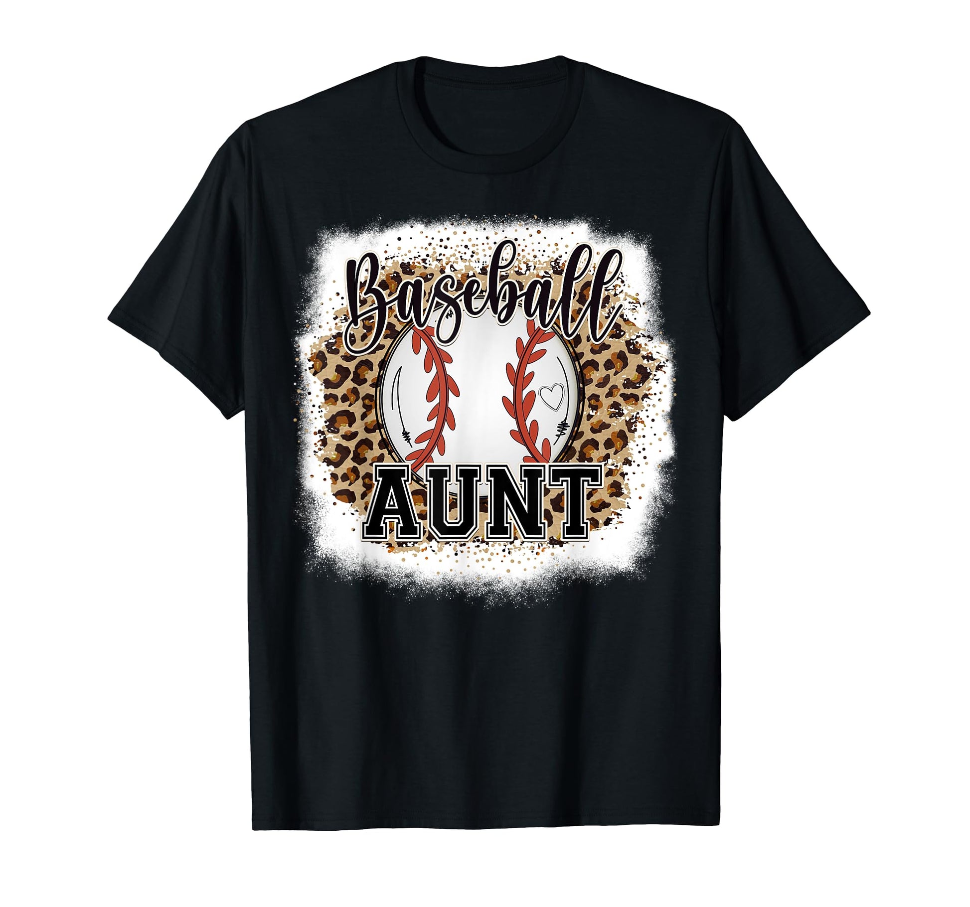 Baseball Aunt Leopard Bleached T-Shirt - Casual Everyday Wear for Adults - T-Shirt, Sweatshirt, Hoodie
