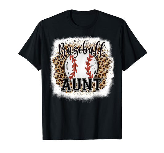 Baseball Aunt Leopard Bleached T-Shirt - Casual Everyday Wear for Adults - T-Shirt, Sweatshirt, Hoodie