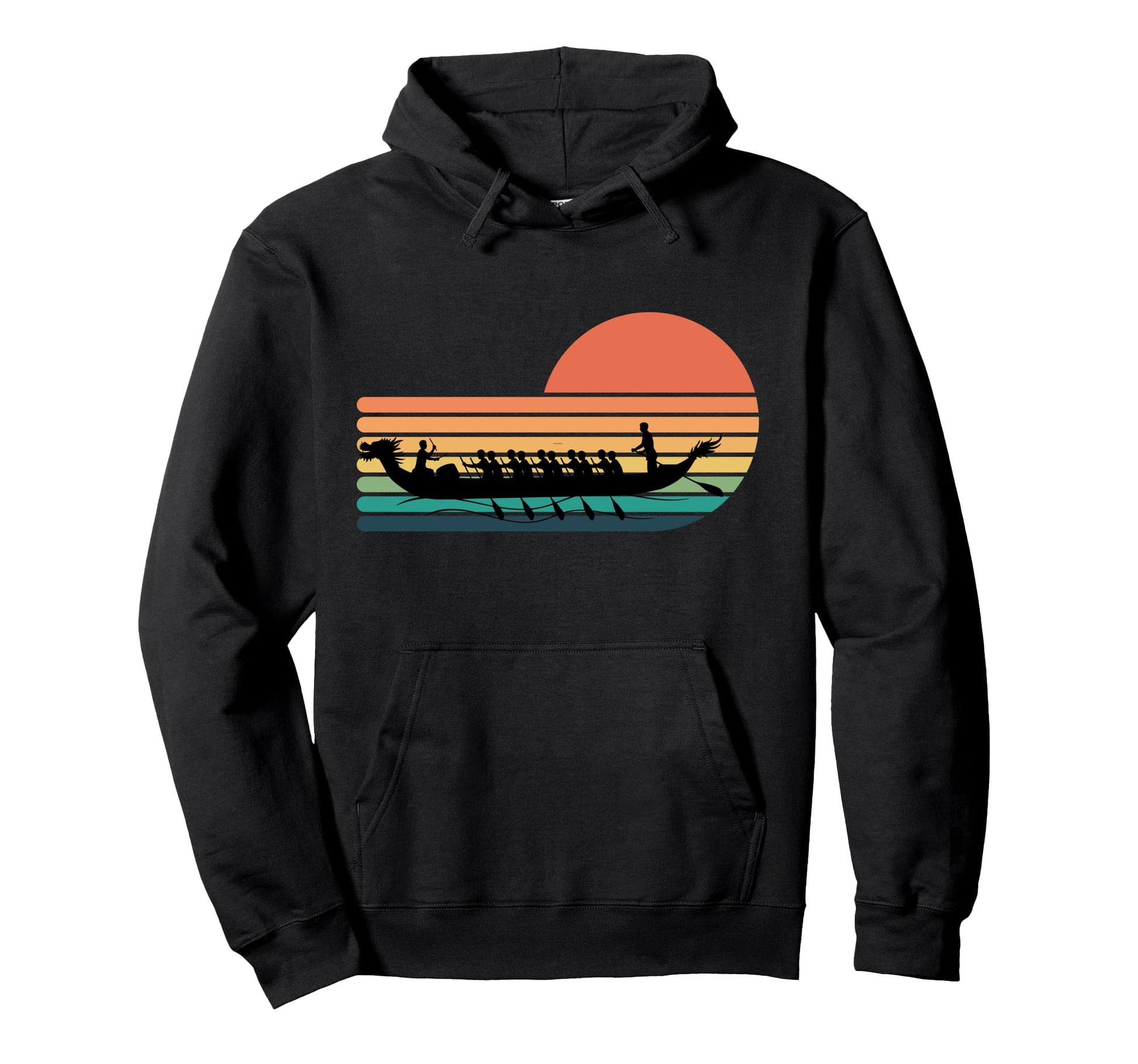 Dragon Boat Horizontal Stripes Sunset Hoodie - Casual Everyday Wear Unisex - T-Shirt, Sweatshirt, Hoodie