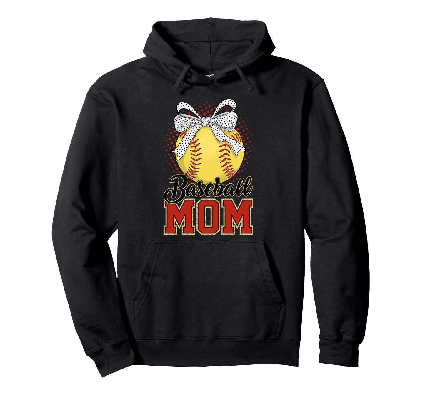 Baseball Mom Play Ball Sports Bow Hoodie - Casual Everyday Wear for Adults - T-Shirt, Sweatshirt, Hoodie
