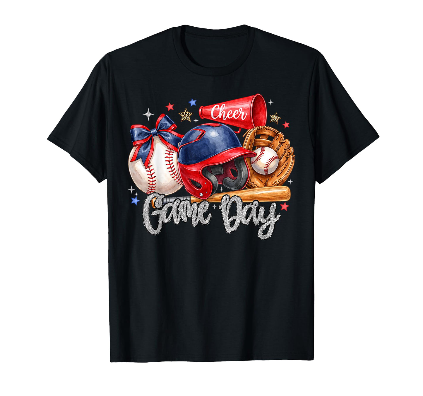 Game Day Baseball Coquette Bow T-Shirt - Custom Art Print for Adults - T-Shirt, Sweatshirt, Hoodie