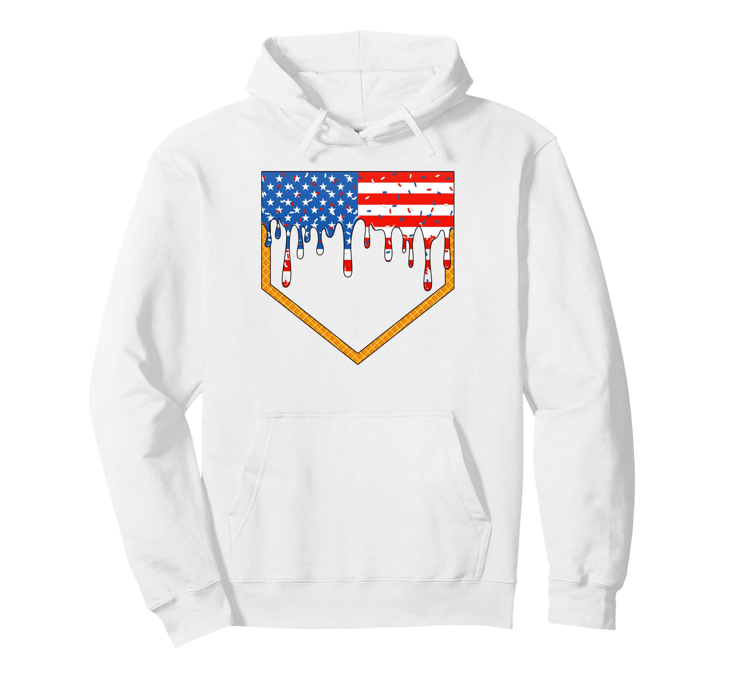 4Th July Baseball Ice Cream Drip Hoodie - Minimalist Print for Adults - T-Shirt, Sweatshirt, Hoodie