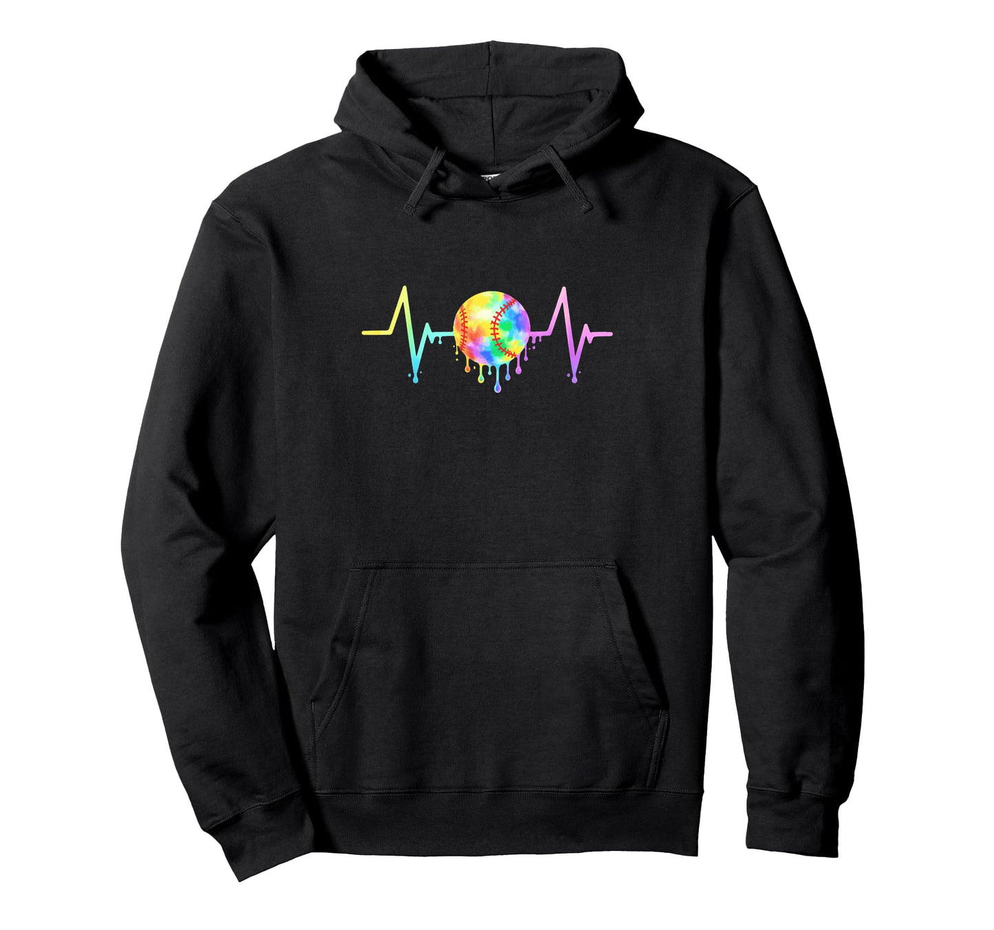 Baseball Softball Heartbeat Hoodie - Casual Everyday Wear Men Women - T-Shirt, Sweatshirt, Hoodie