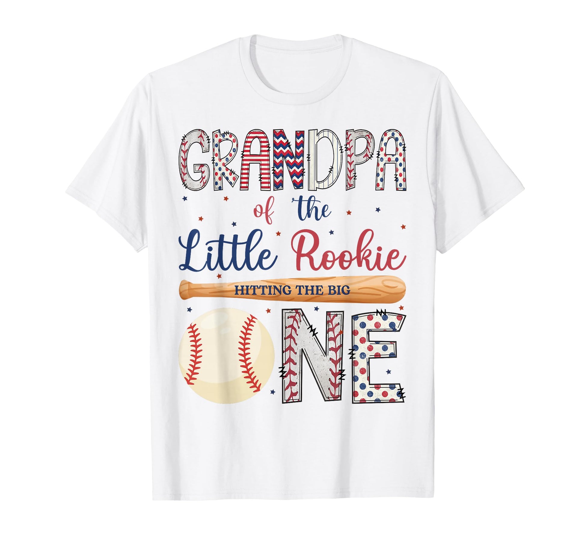 Grandpa One Little Rookie Baseball 1St T-Shirt - Graphic Print Men Women - T-Shirt, Sweatshirt, Hoodie