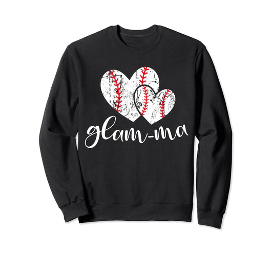 Baseball Glam Ma Heart Ball Funny Sweatshirt - Custom Art Print Men Women - T-Shirt, Sweatshirt, Hoodie