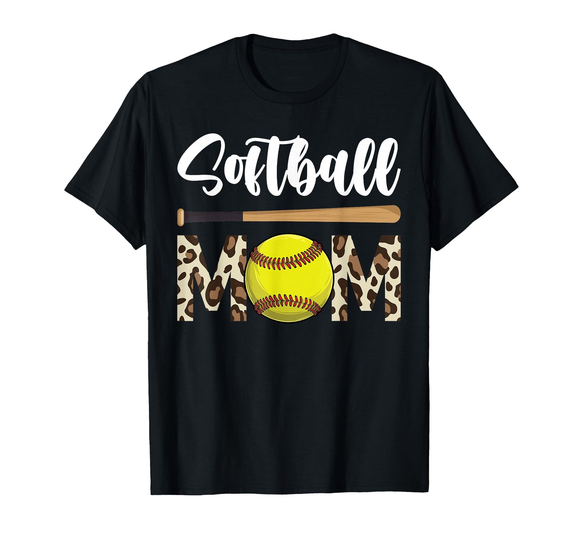 Softball Mom Leopard Funny Baseball Mom T-Shirt - Custom Art Print Unisex - T-Shirt, Sweatshirt, Hoodie