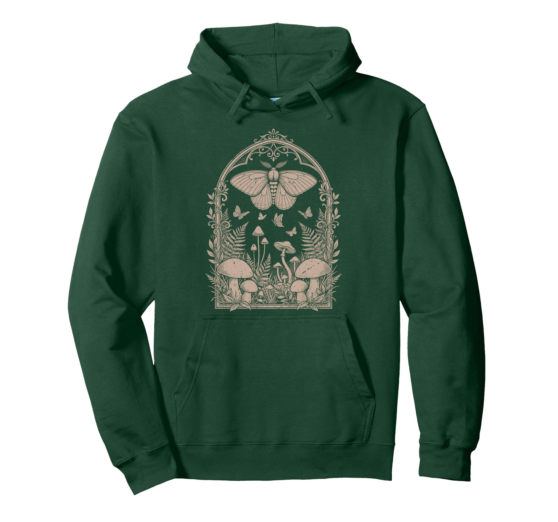 Butterfly Moth Mushrooms Floral Hoodie - Aesthetic Graphic Men Women - T-Shirt, Sweatshirt, Hoodie