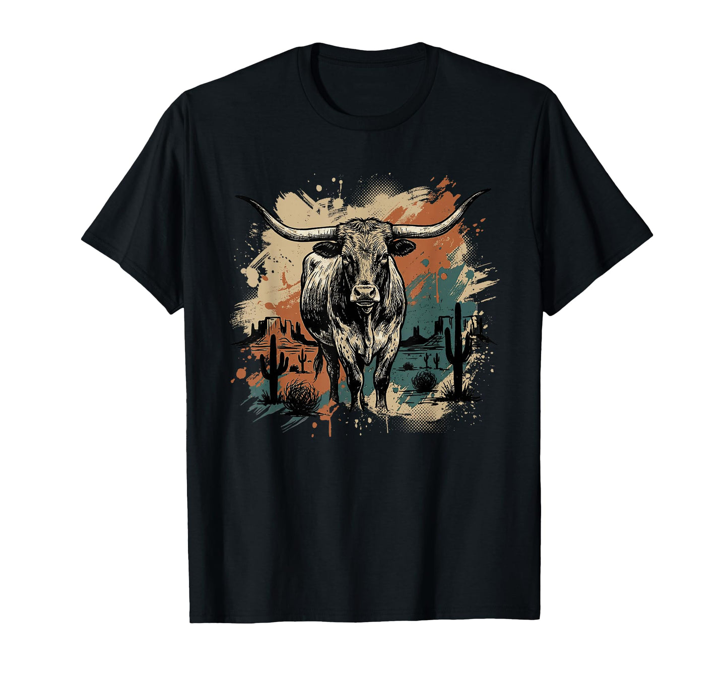 Western Longhorn Bull Cowboy T-Shirt - Fun Novelty Design Men Women - T-Shirt, Sweatshirt, Hoodie