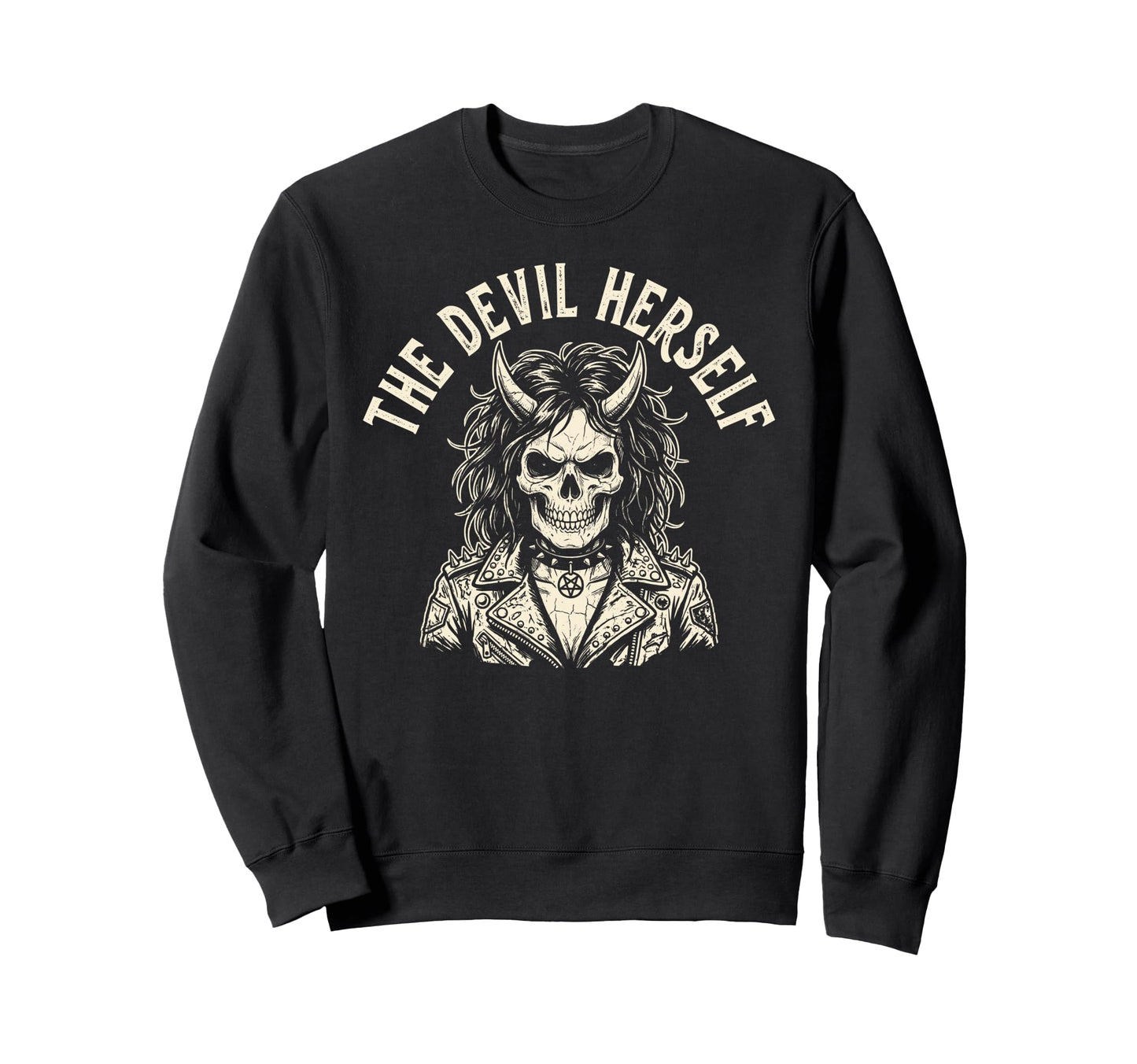 Devil Herself Occult Dark Feminine Sweatshirt - Fun Novelty Design Unisex - T-Shirt, Sweatshirt, Hoodie