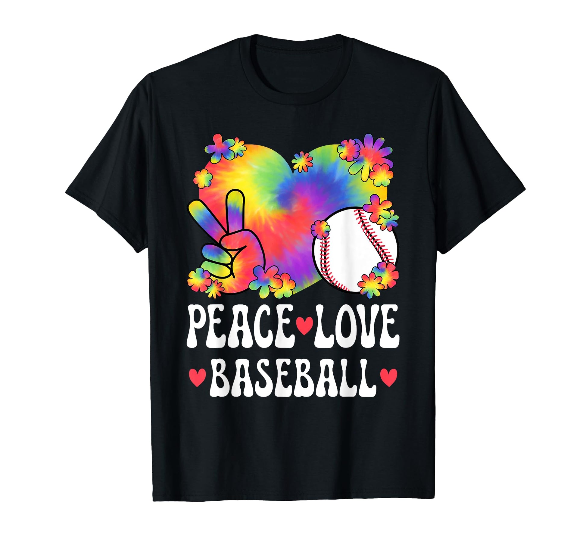Peace Love Baseball Lover 60S 70S Hippie T-Shirt - Trendy Graphic Unisex - T-Shirt, Sweatshirt, Hoodie