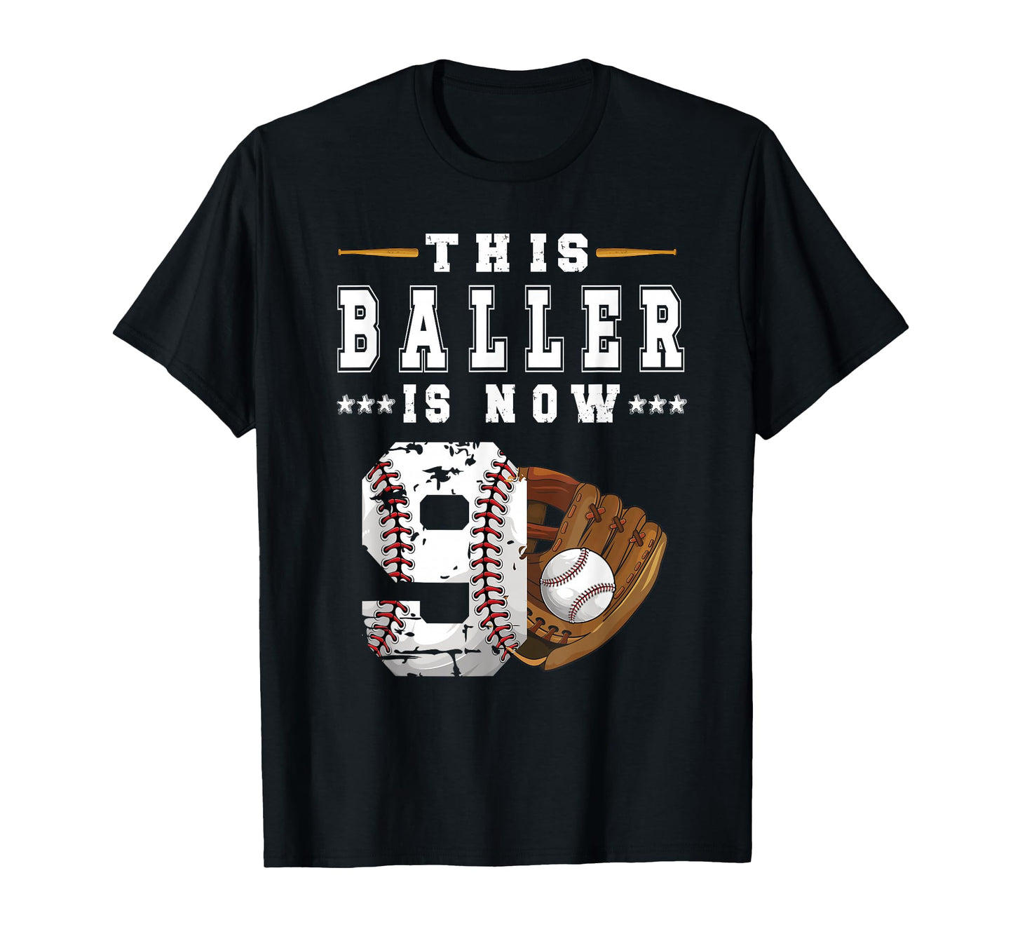 9Th Birthday Baseball Nine Year Old T-Shirt - Minimalist Print for Adults - T-Shirt, Sweatshirt, Hoodie