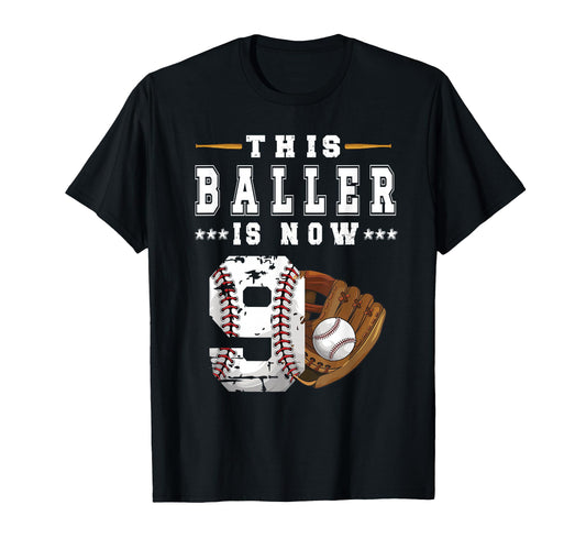 9Th Birthday Baseball Nine Year Old T-Shirt - Minimalist Print for Adults - T-Shirt, Sweatshirt, Hoodie