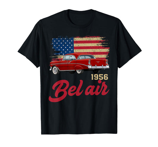 1956 56 Bel Air American Flag 90S T-Shirt - Minimalist Print Men Women - T-Shirt, Sweatshirt, Hoodie