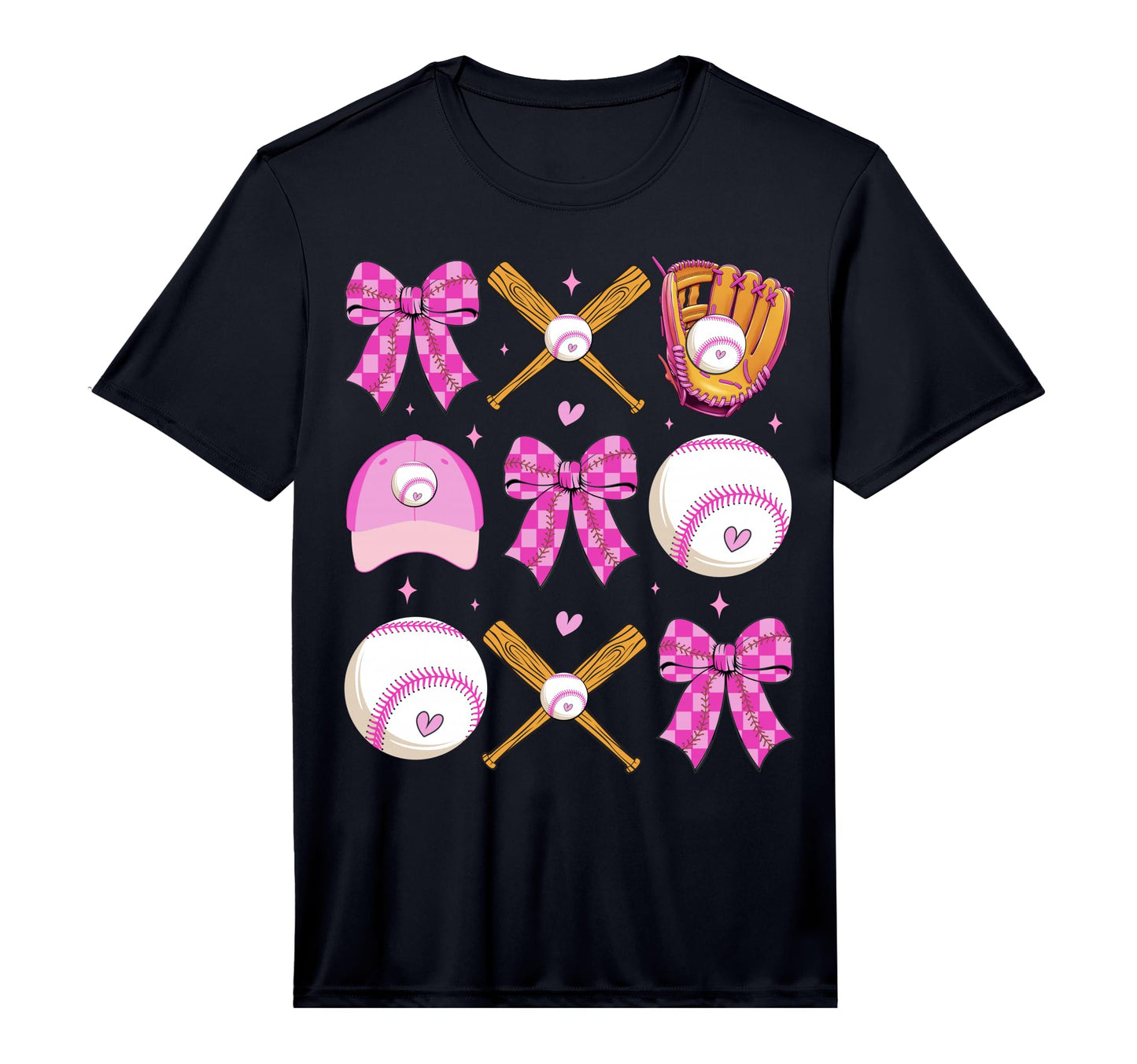 Checkered Mama Bow Baseball Mom Game T-Shirt - Minimalist Print Men Women - T-Shirt, Sweatshirt, Hoodie
