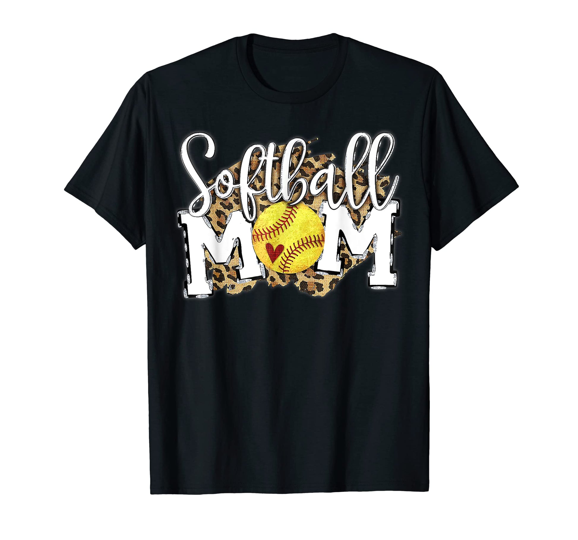 Softball Mom Leopard Funny Baseball T-Shirt - Minimalist Print for Adults - T-Shirt, Sweatshirt, Hoodie