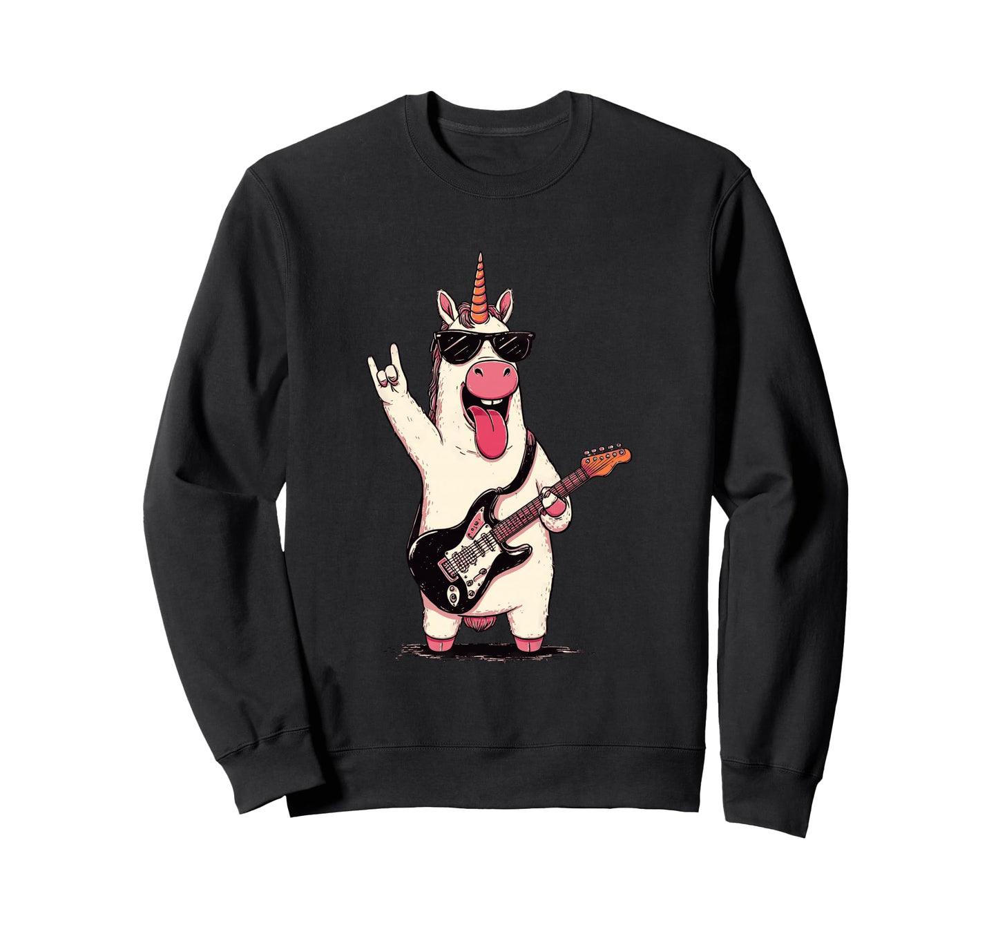 Unicorn Guitar Player Funny Rock Sweatshirt - Streetwear Style for Adults - T-Shirt, Sweatshirt, Hoodie