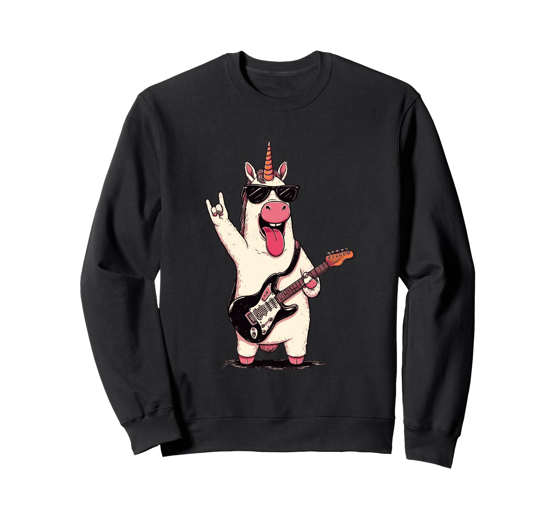 Unicorn Guitar Player Funny Rock Sweatshirt - Streetwear Style for Adults - T-Shirt, Sweatshirt, Hoodie