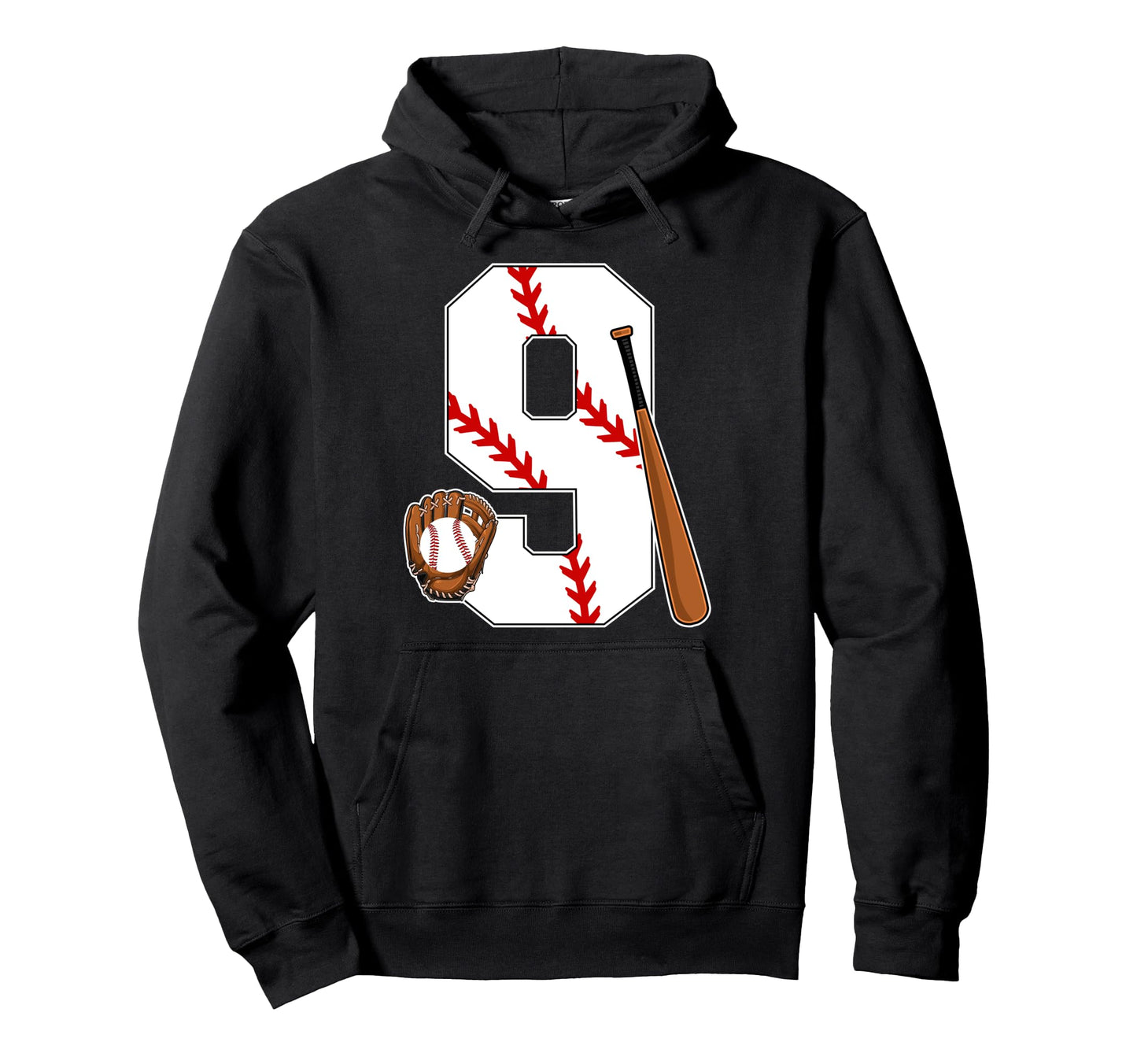 9Th Birthday Baseball Nine Year Old Hoodie - Custom Art Print Men Women - T-Shirt, Sweatshirt, Hoodie