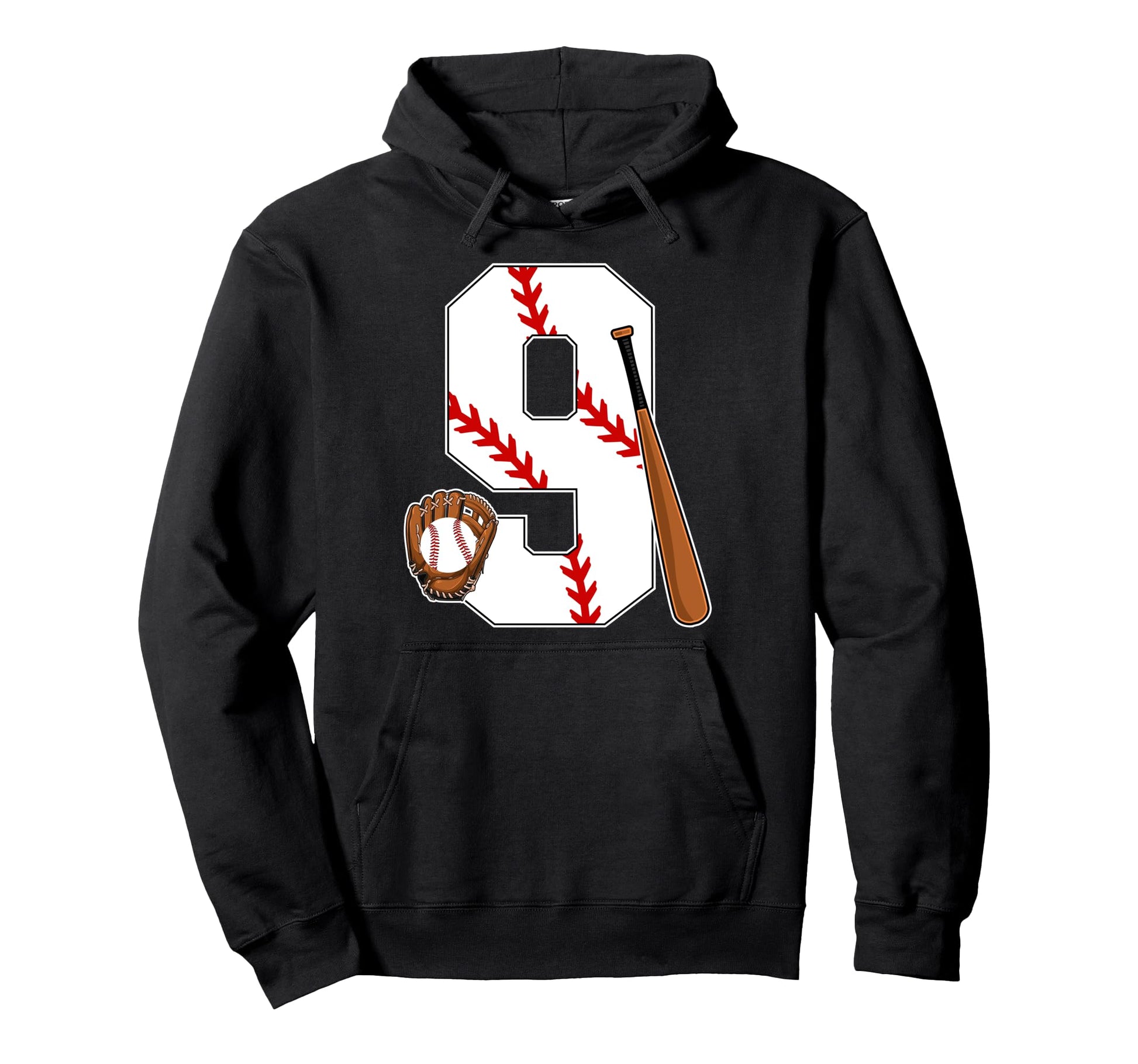 9Th Birthday Baseball Nine Year Old Hoodie - Custom Art Print Men Women - T-Shirt, Sweatshirt, Hoodie