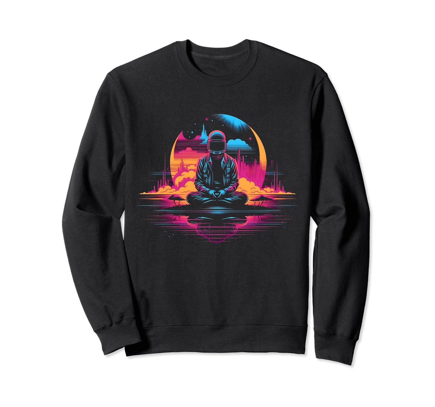 80S Synthwave Space Meditation Sweatshirt - Novelty Apparel Unisex - T-Shirt, Sweatshirt, Hoodie