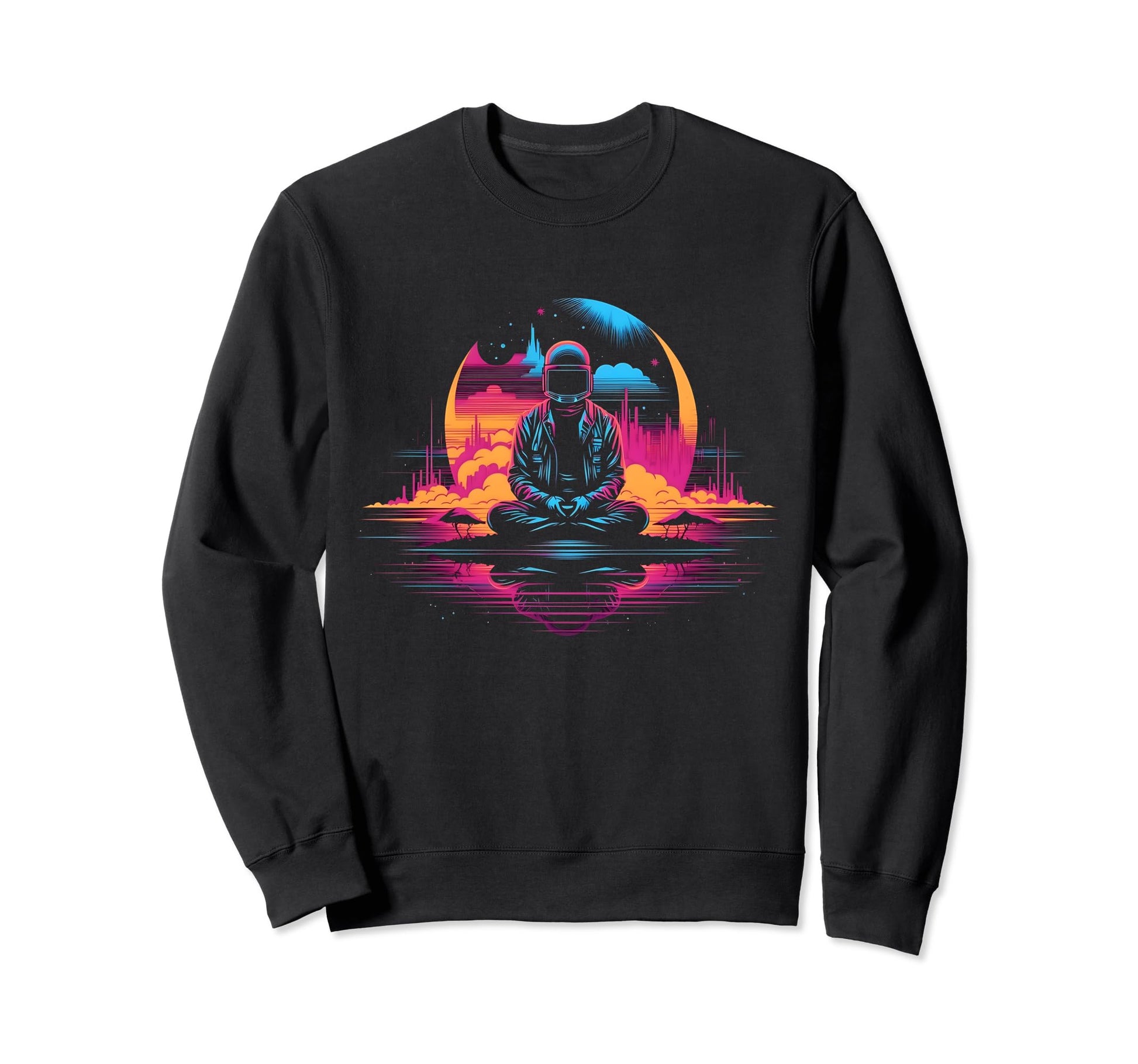 80S Synthwave Space Meditation Sweatshirt - Novelty Apparel Unisex - T-Shirt, Sweatshirt, Hoodie
