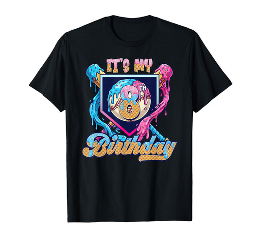 8Th Baseball Drip Birthday Party T-Shirt - Aesthetic Graphic Men Women - T-Shirt, Sweatshirt, Hoodie