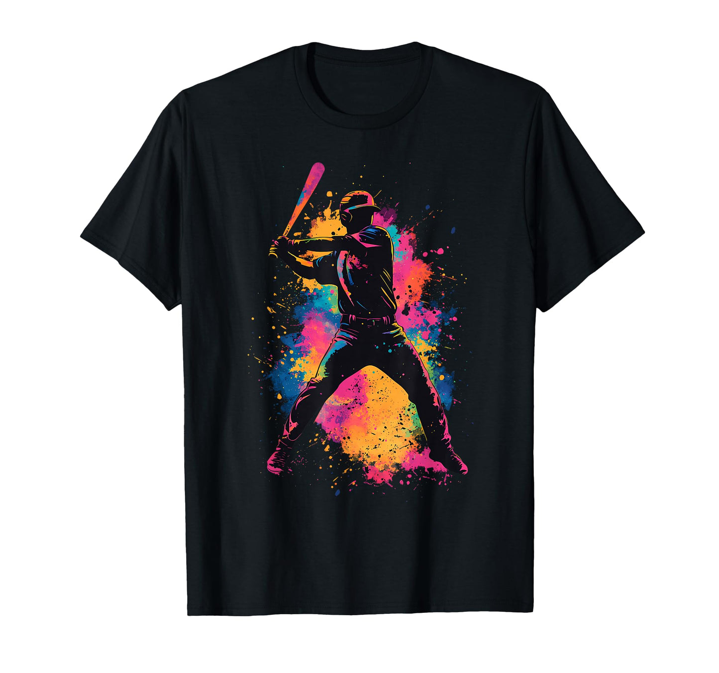 Colorful Baseball Player T-Shirt - Minimalist Print for Adults - T-Shirt, Sweatshirt, Hoodie